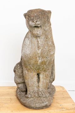 Vintage Roaring Panther Garden Statues
