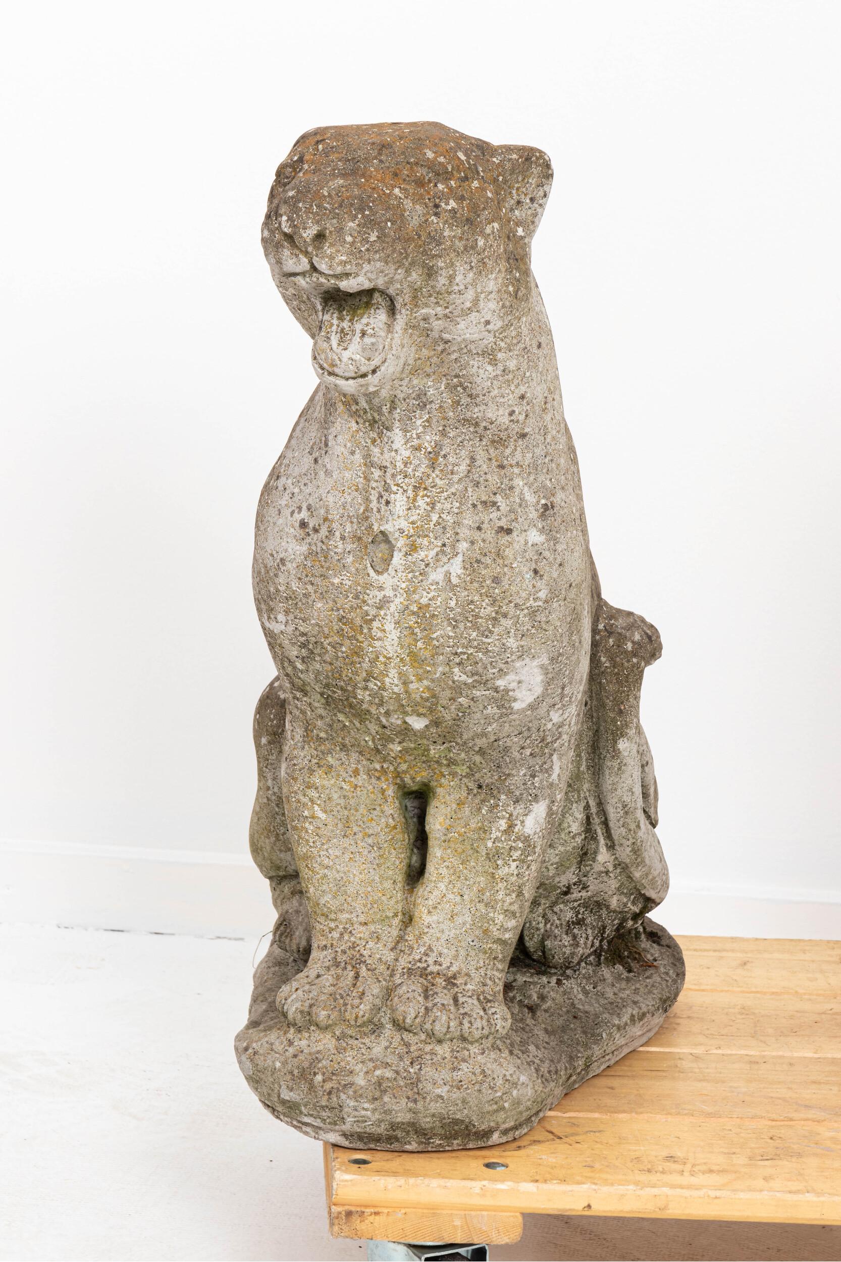 Vintage Roaring Panther Garden Statues at 1stDibs