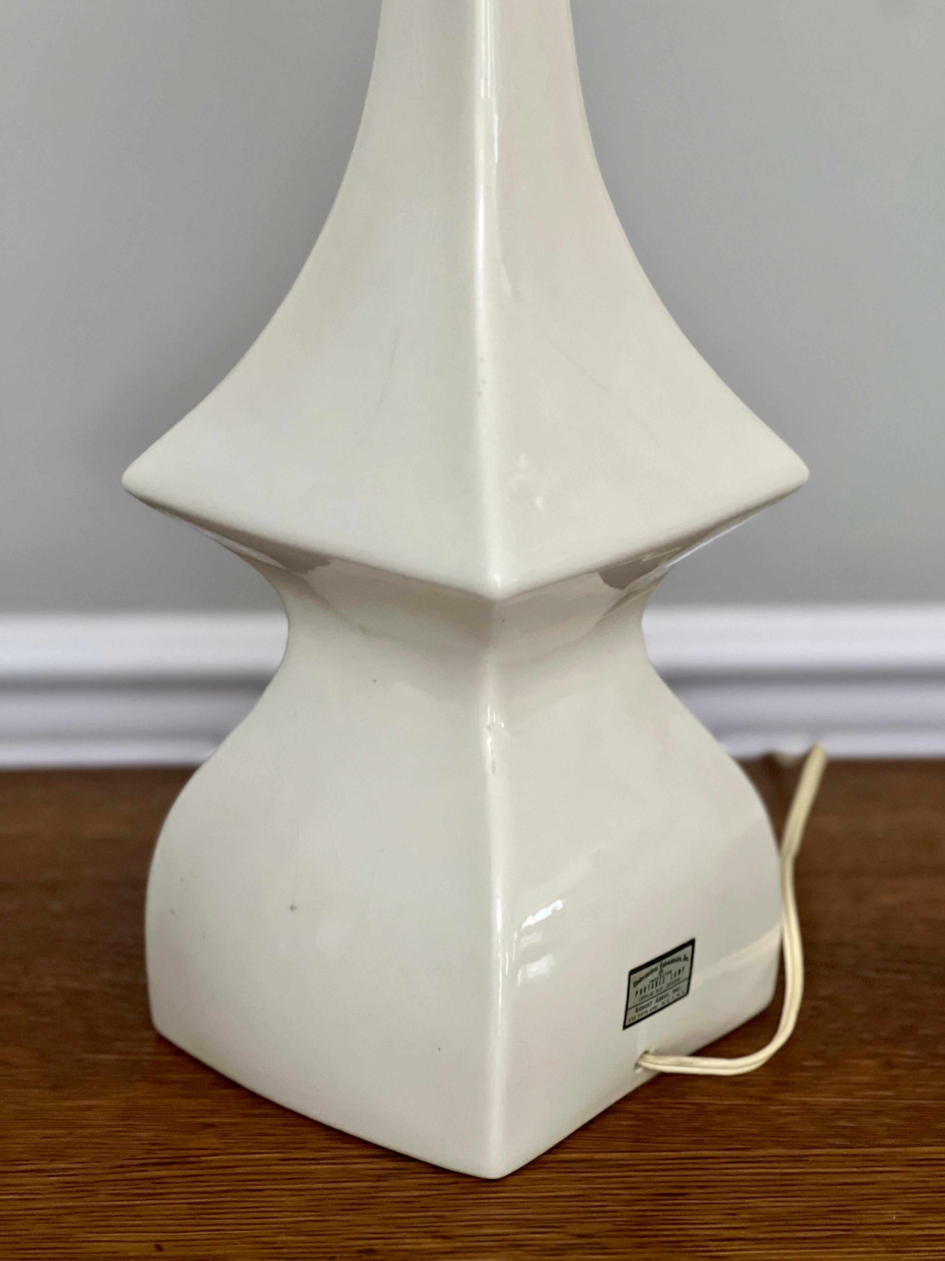 Vintage Robert Abbey Modern White Sculptural Glazed Ceramic Lamps, Pair 5