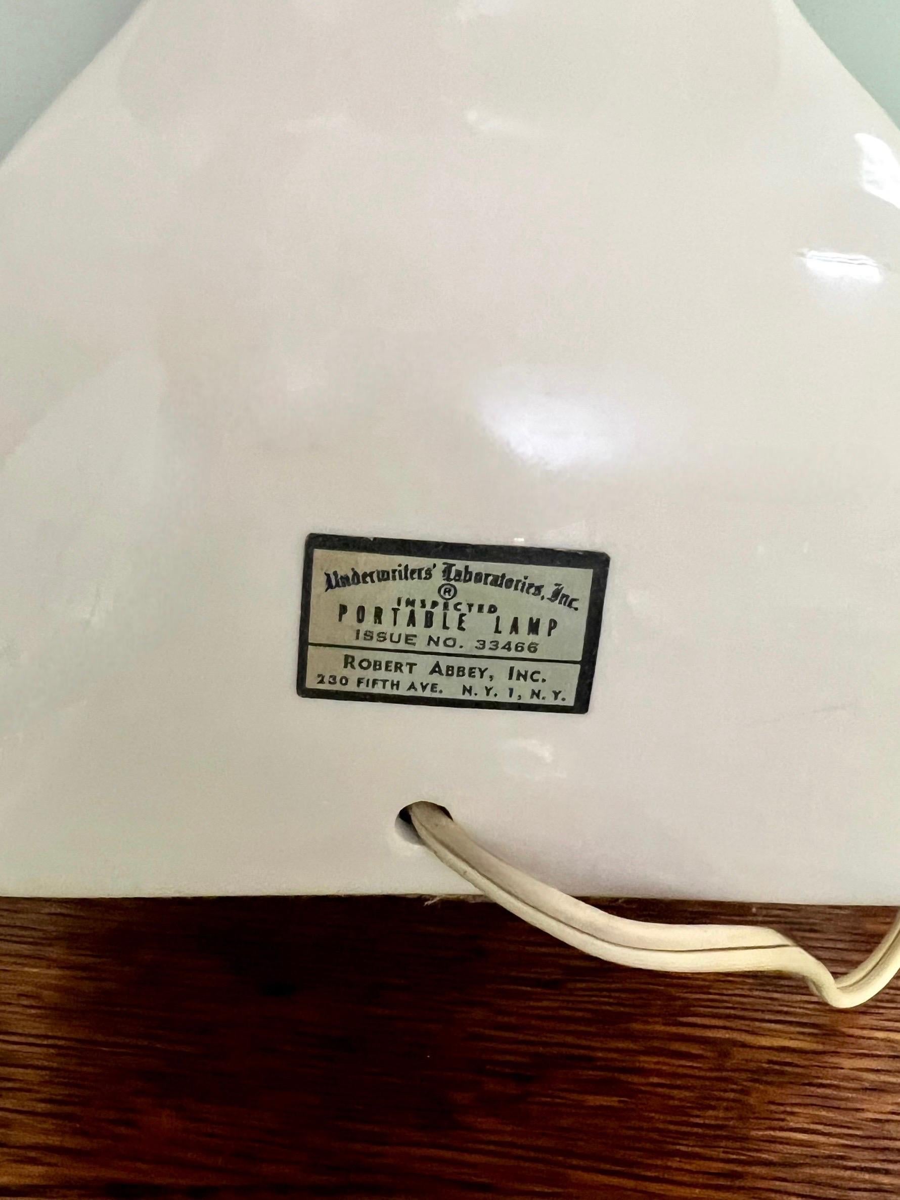 Vintage Robert Abbey Modern White Sculptural Glazed Ceramic Lamps, Pair 8