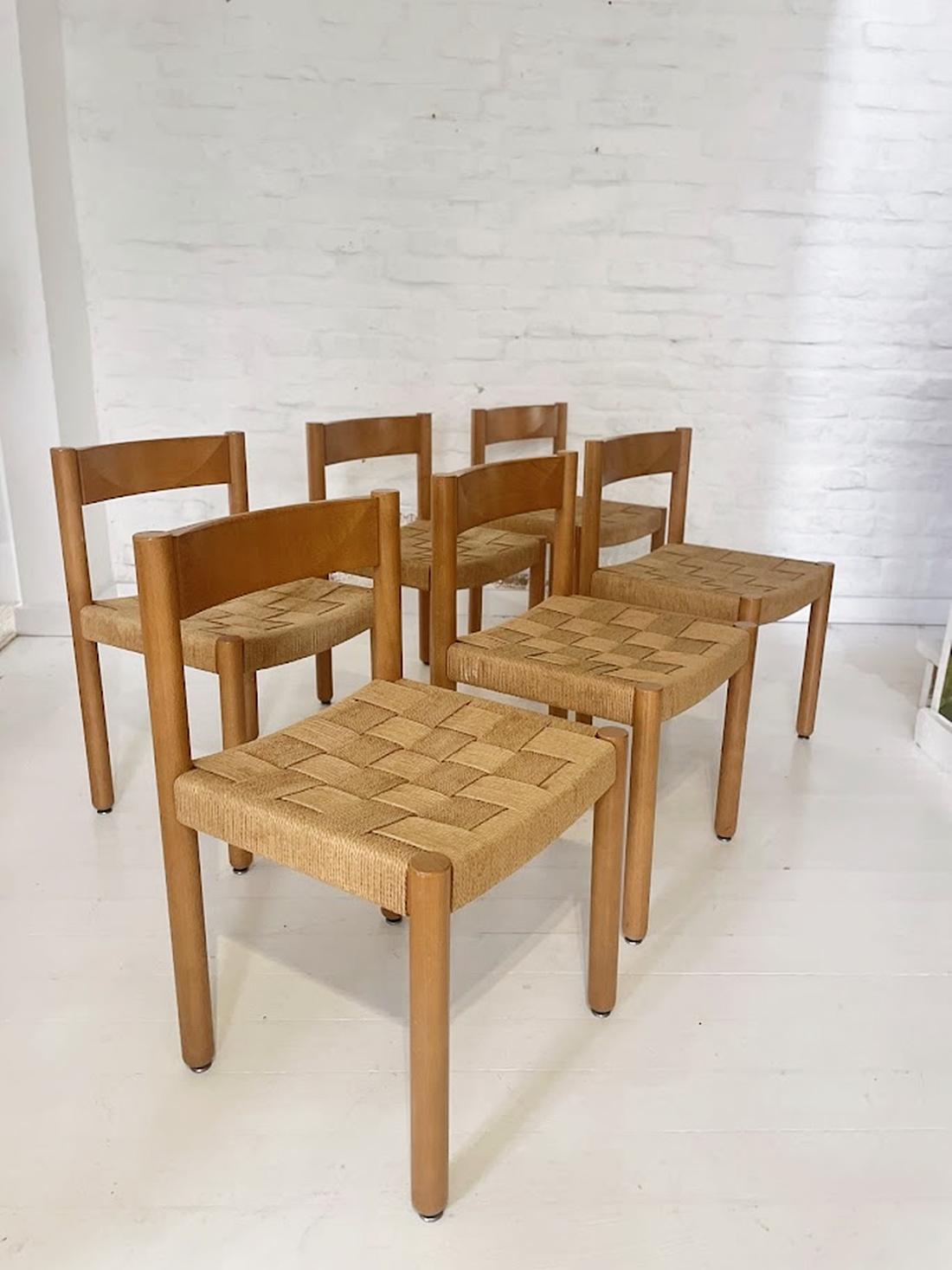 Cord Vintage 6200 Model Chair by Robert and Trix Haussmann for Dietiker 1960's For Sale