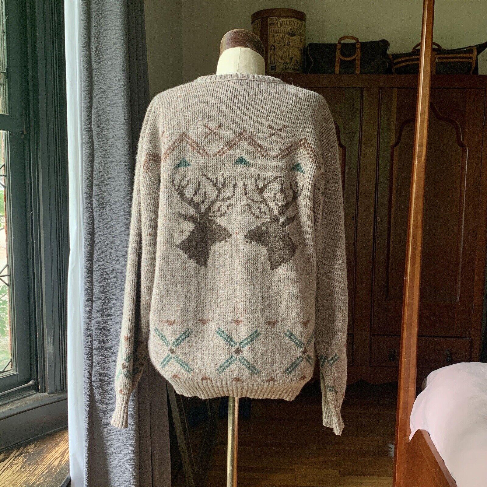 Vintage ROBERT BRUCE Made in USA Sweater MOUNTAINS Ski WOOL Sweater LARGE For Sale 2