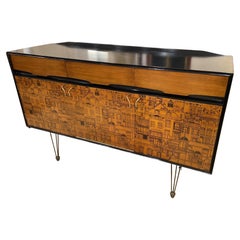 Vintage Robert & Dorothy Heritage City Scape Birch & Ebonised Wood Sideboard