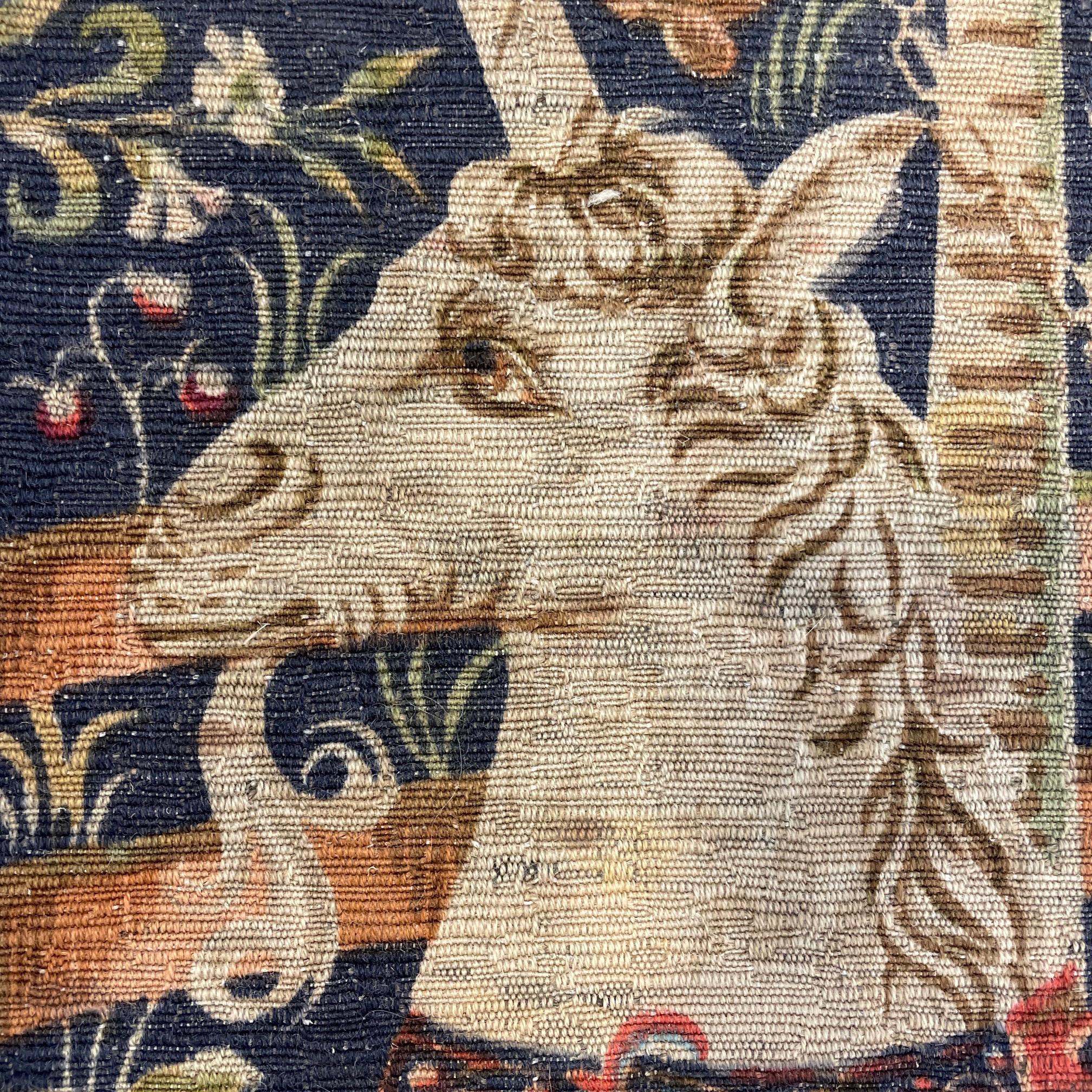 Wool Vintage Robert Four French Aubusson Tapestry,  the Unicorn Rests in a Garden
