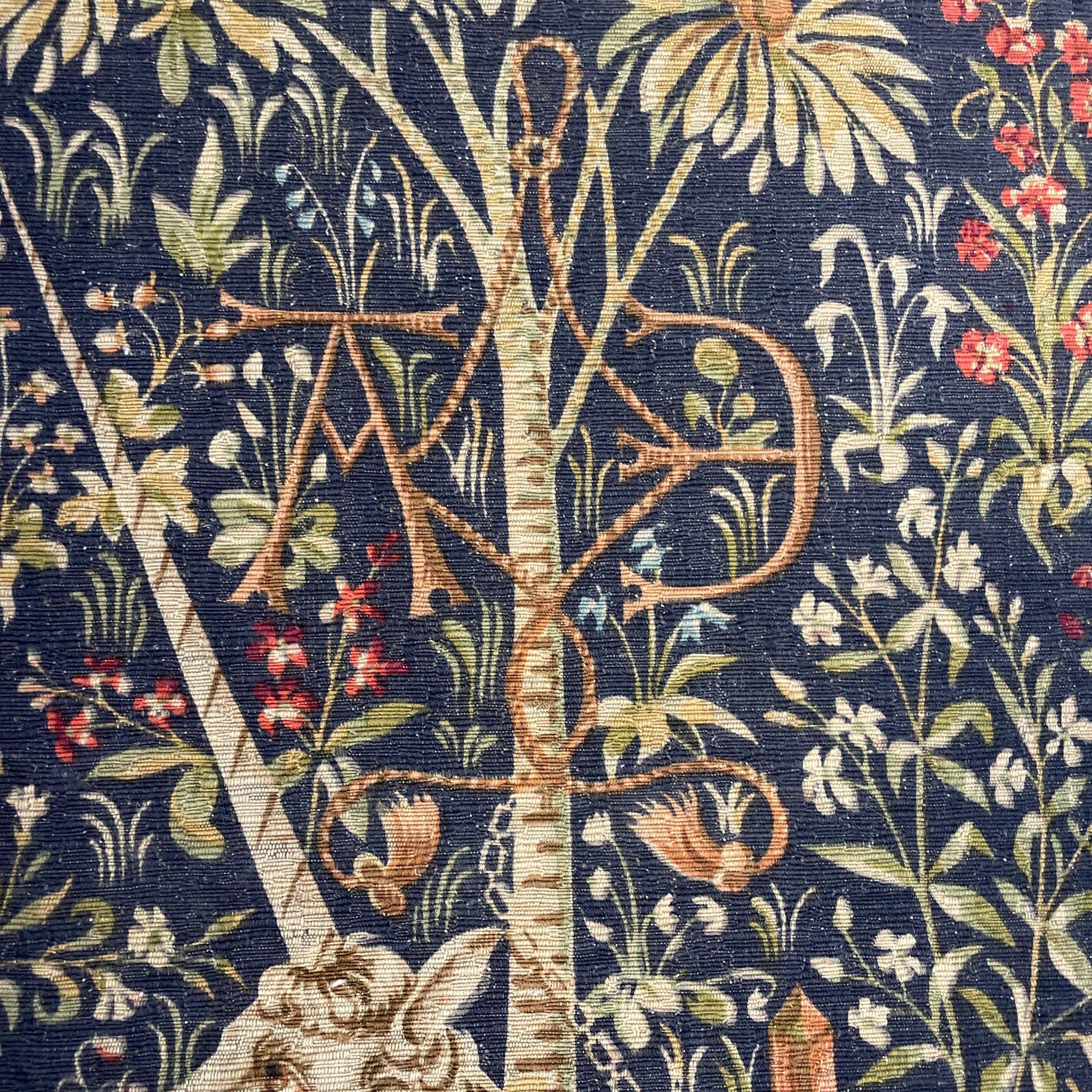 Wool Vintage Robert Four French Aubusson Tapestry,  the Unicorn Rests in a Garden