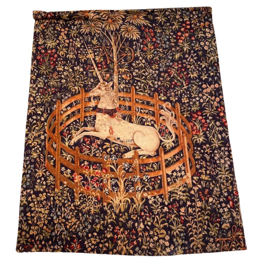 Vintage Robert Four French Aubusson Tapestry,  the Unicorn Rests in a Garden