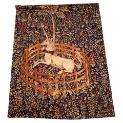 Vintage Robert Four French Aubusson Tapestry,  the Unicorn Rests in a Garden