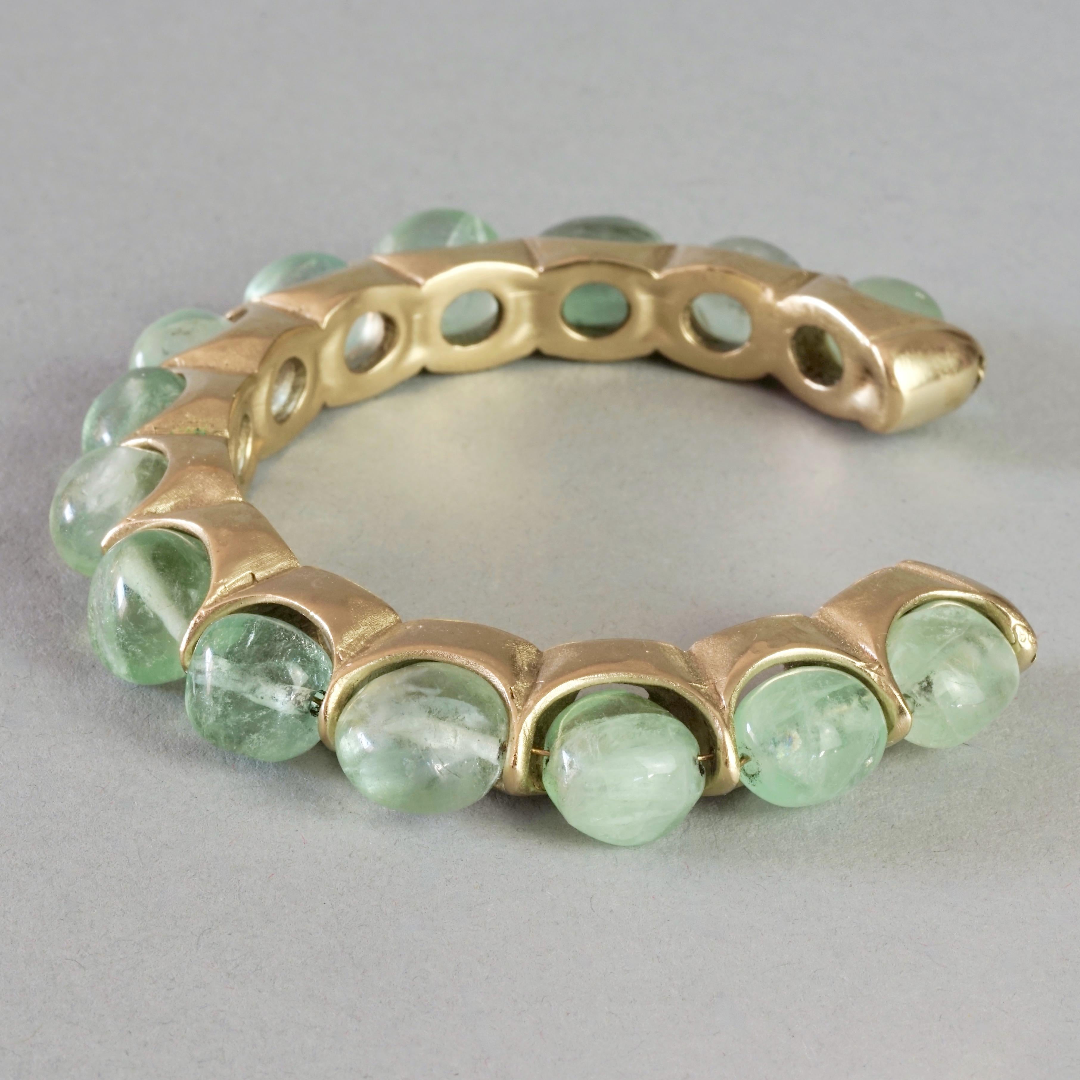 Women's Vintage ROBERT GOOSSENS Green Flourite Crystal Pebble Bangle Bracelet For Sale