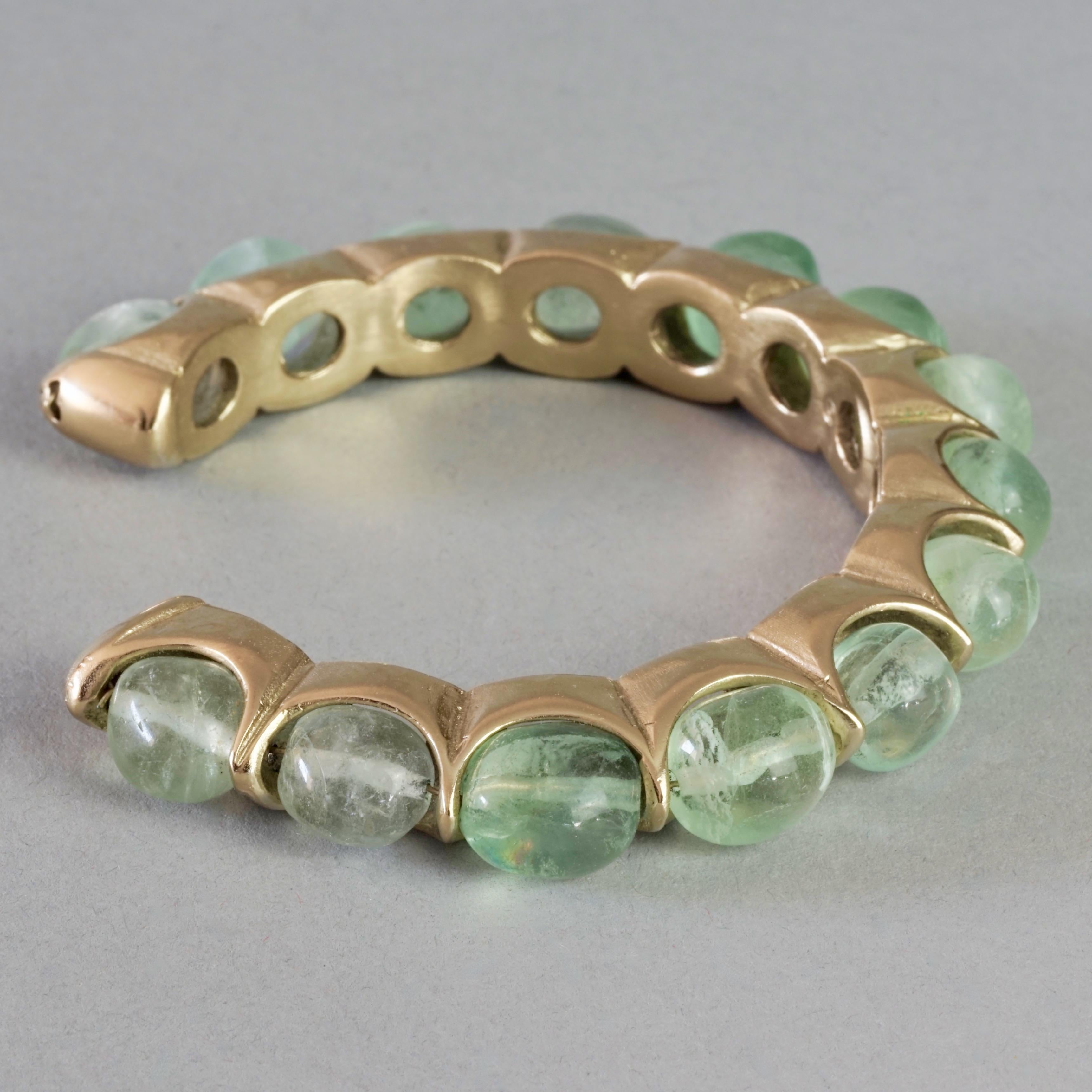 Vintage ROBERT GOOSSENS Green Flourite Crystal Pebble Bangle Bracelet For Sale 1
