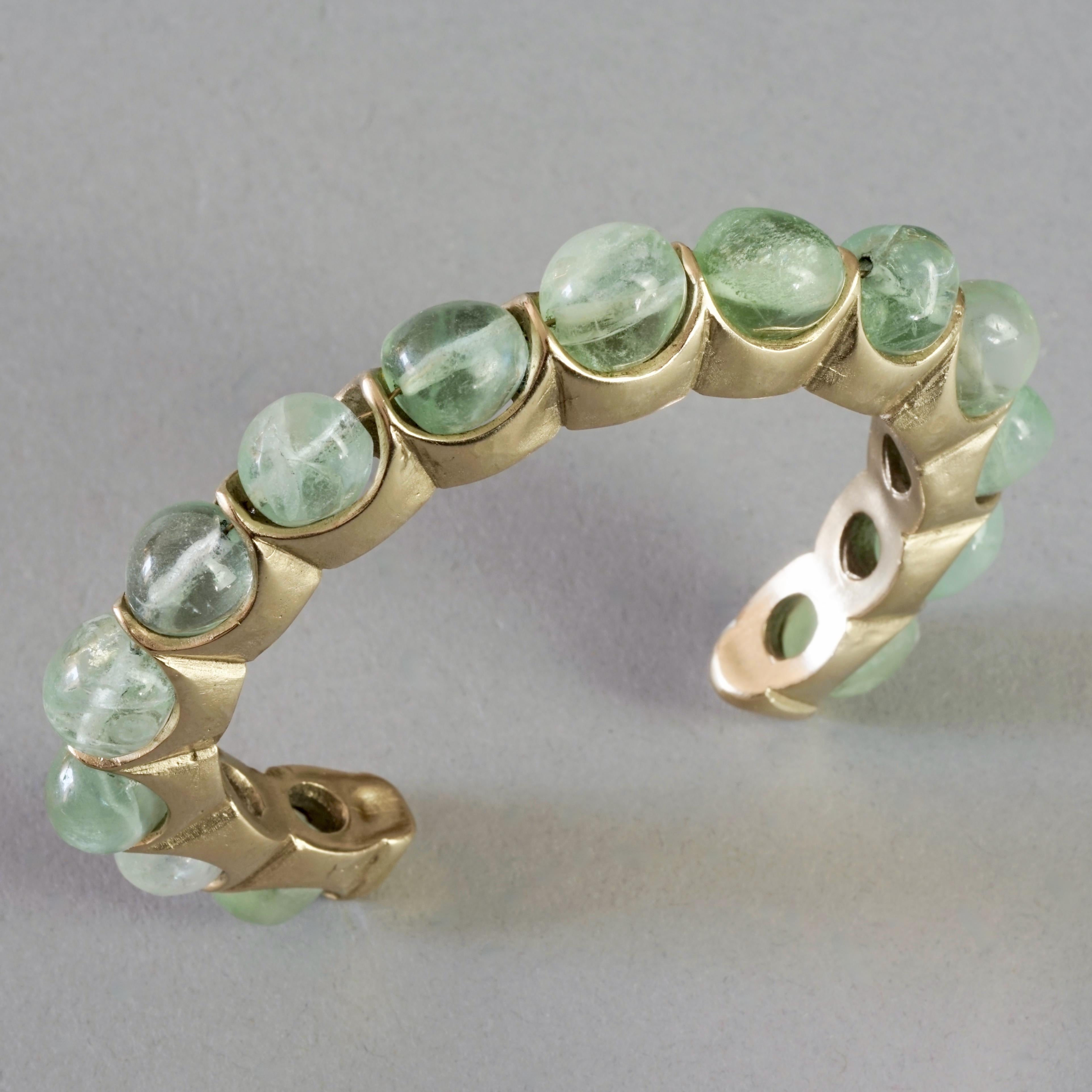 Vintage ROBERT GOOSSENS Green Flourite Crystal Pebble Bangle Bracelet For Sale 4
