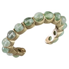 Vintage ROBERT GOOSSENS Green Flourite Crystal Pebble Bangle Bracelet