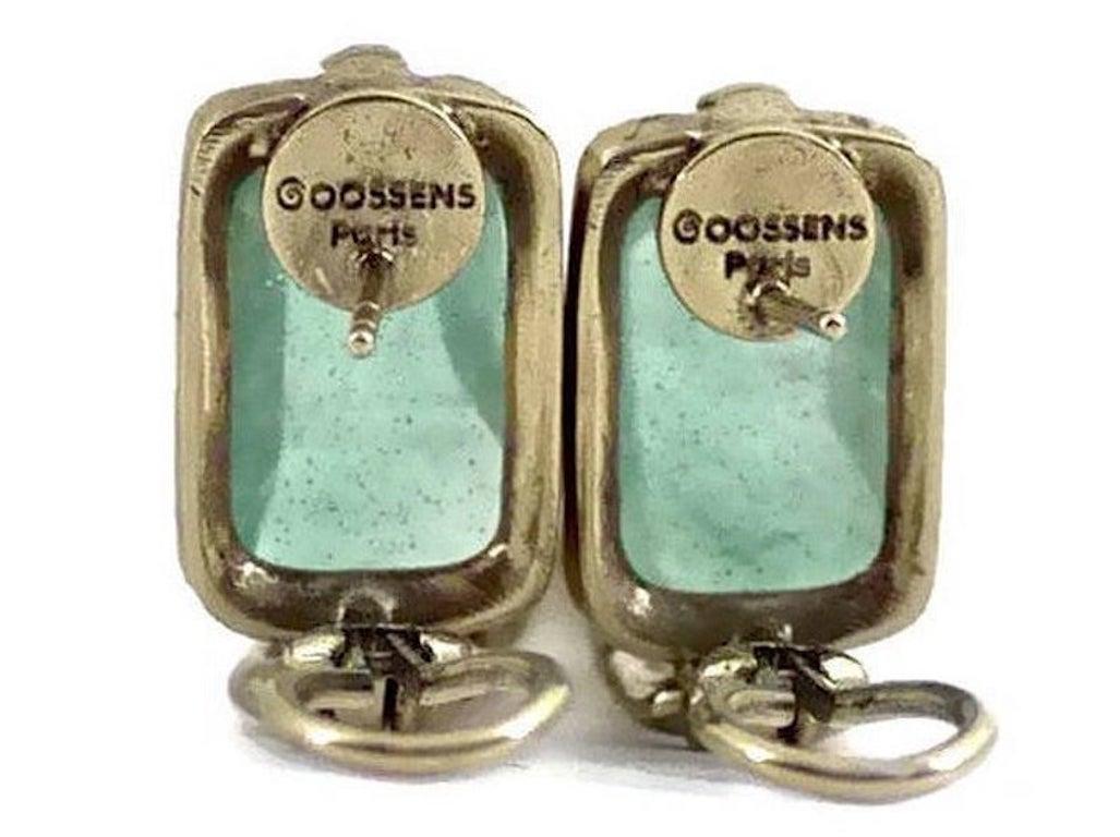 Vintage ROBERT GOOSSENS Rock Crystal Multicolour Dangling Earrings 6