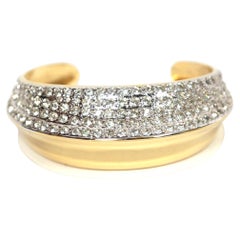 Vintage ROBERT GOOSSENS YVES SAINT LAURENT gilt bracelet with faceted crystals