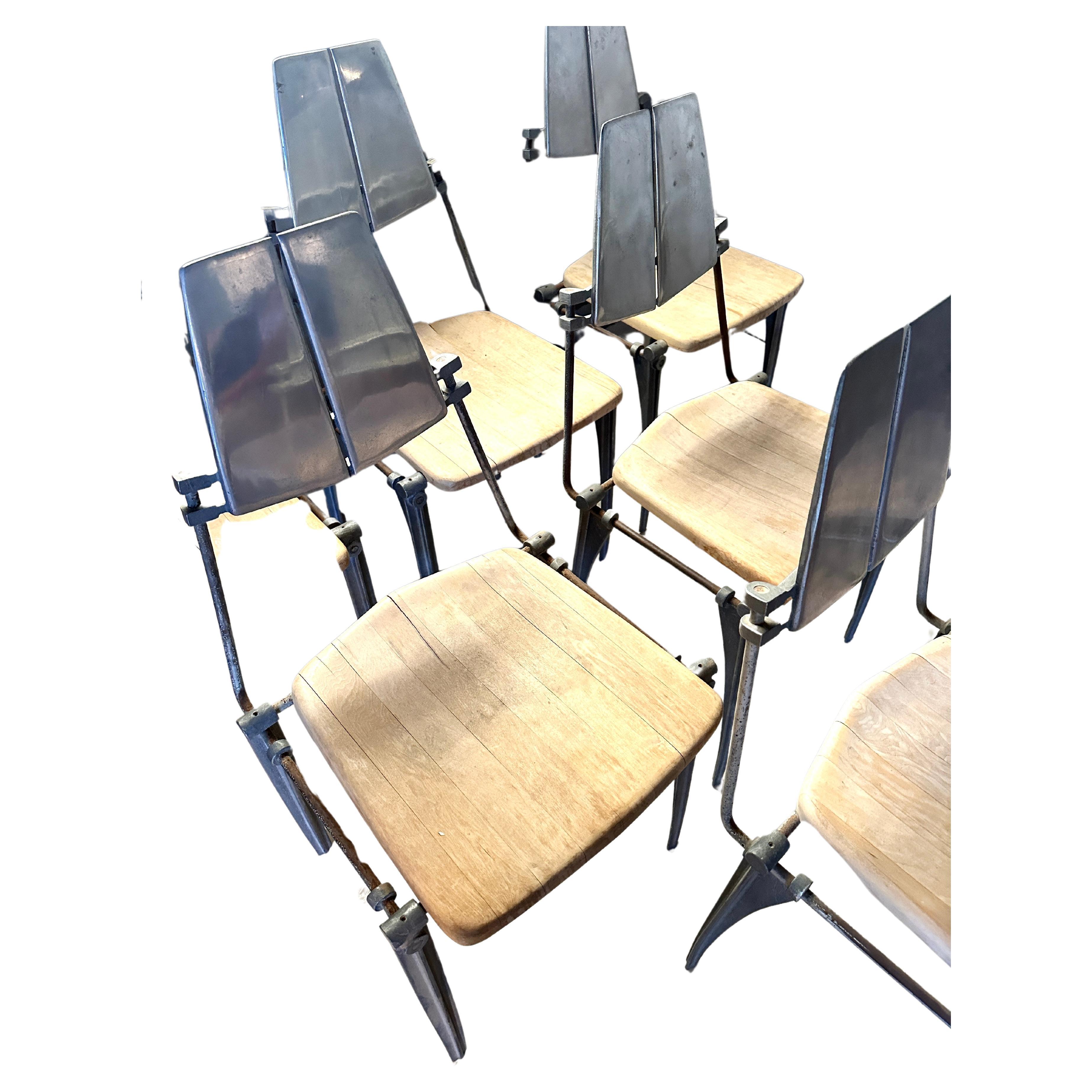 Vintage Robert Josten Cast Aluminum and maple chairs (6)