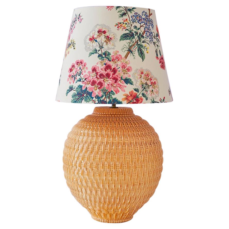 Vintage Robert Koska Table Lamp with Customized Shade in Textile, France 1960's