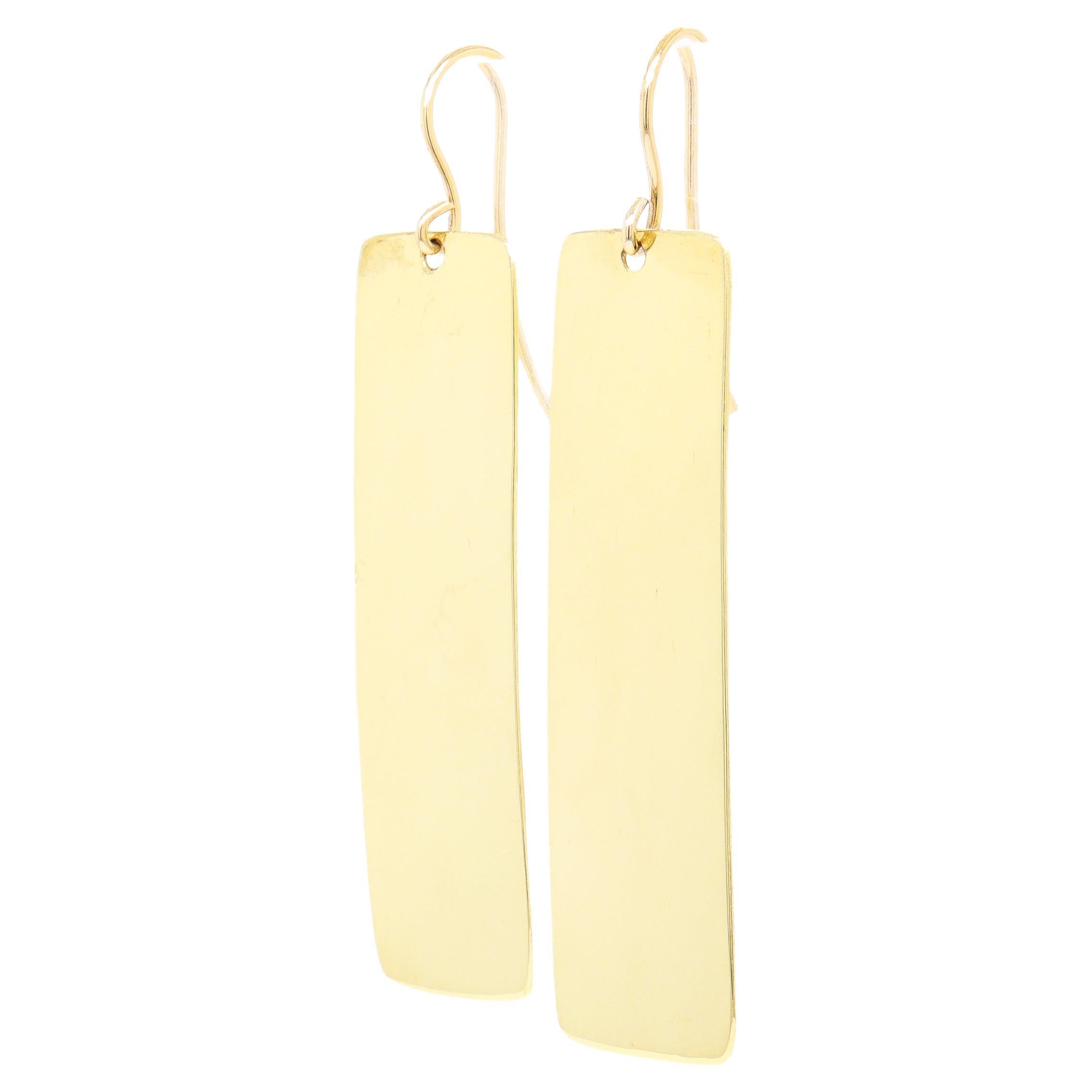 Vintage Robert Lee 18K Gold Rectangle Drop / Dangle Earrings