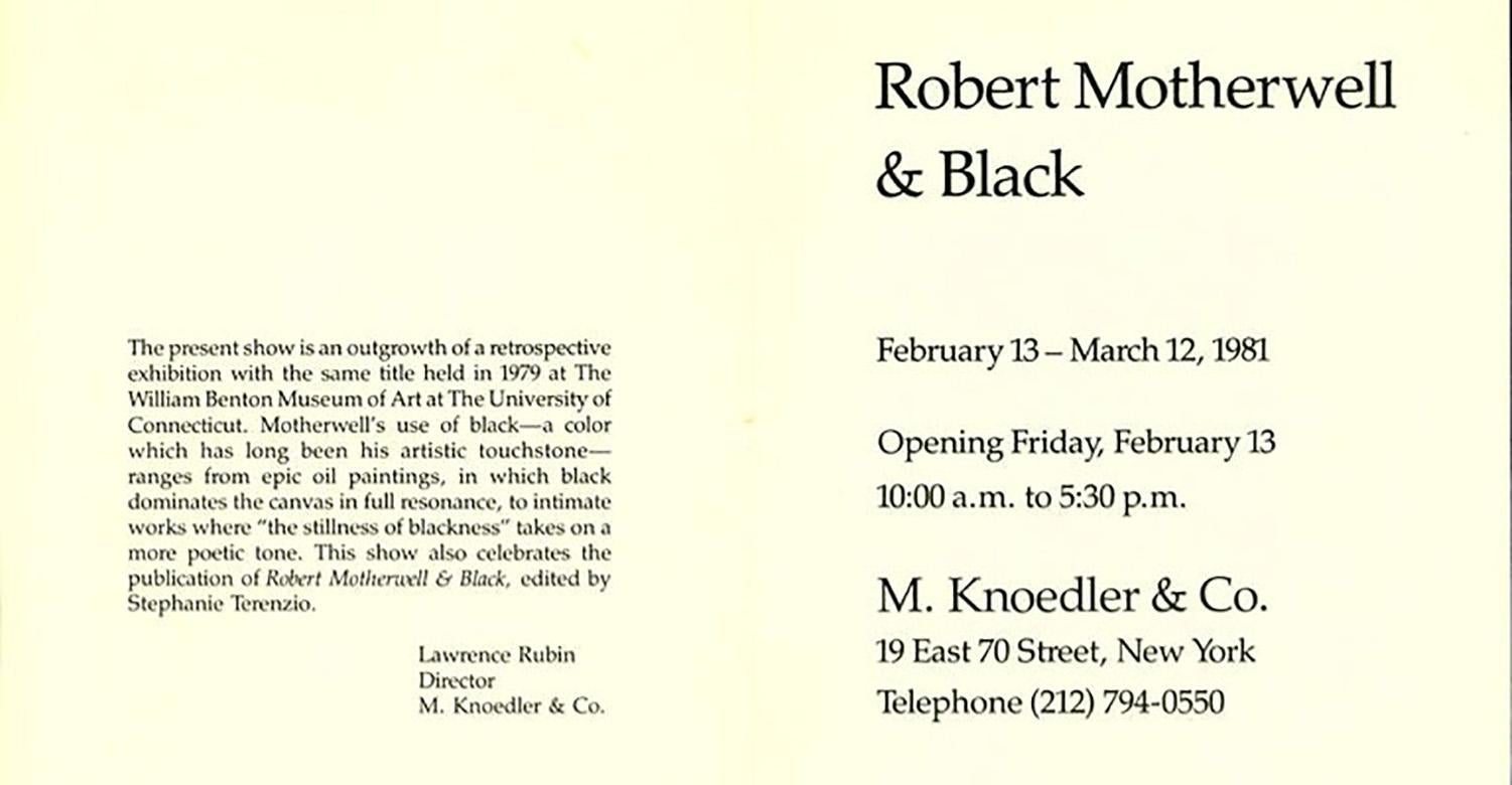 Vintage Robert Motherwell Announcement, New York, 1981 In Good Condition In Brooklyn, NY