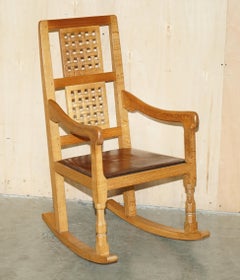 VINTAGE ROBERT MOUSEMAN THOMPSON ASIENTO DE CUERO TEñIDO A MANO EN MARRON ARMADO