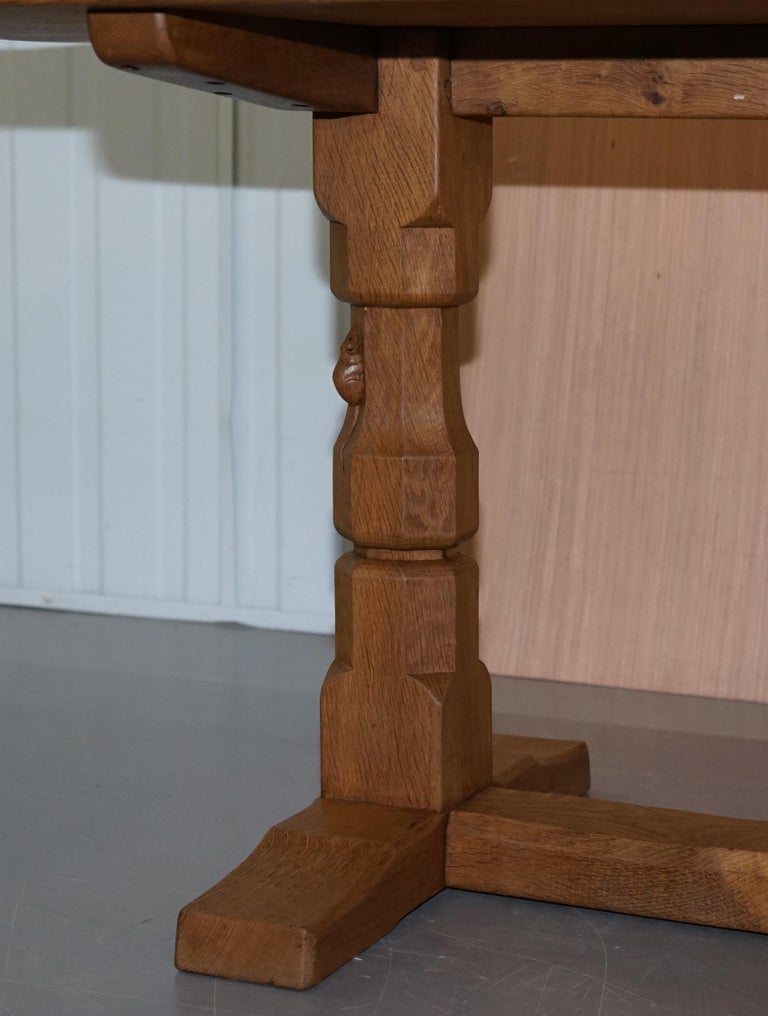 Vintage Robert Mouseman Thompson Solid Oak Refectory Dining Table at 1stDibs