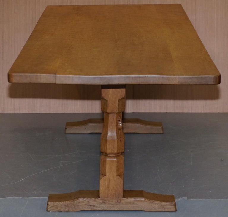Vintage Robert Mouseman Thompson Solid Oak Refectory Dining Table at 1stDibs