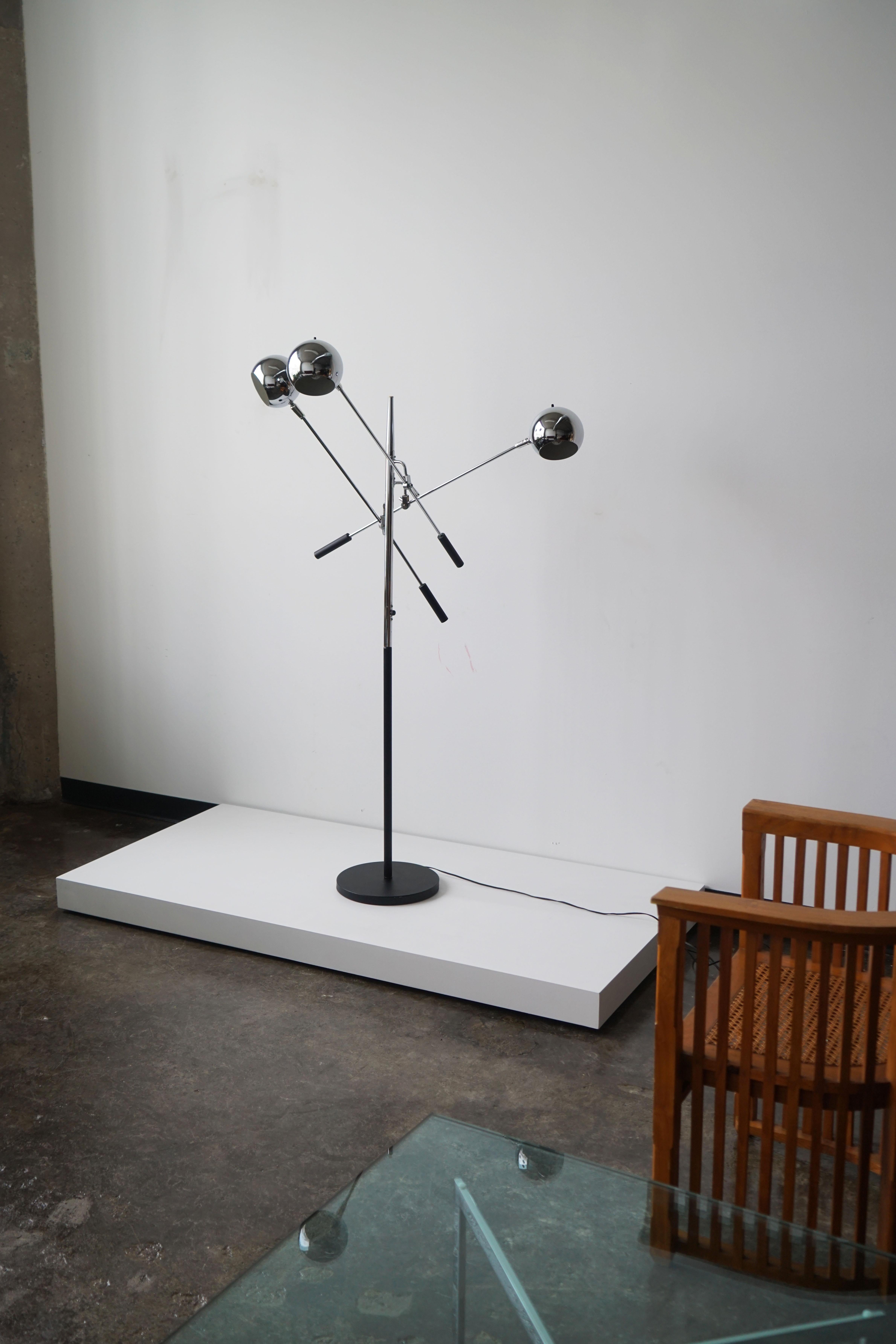 Vintage Robert Sonneman 3-Arm Triennale Orbiter Eyeball Adjustable Floor Lamp For Sale 4