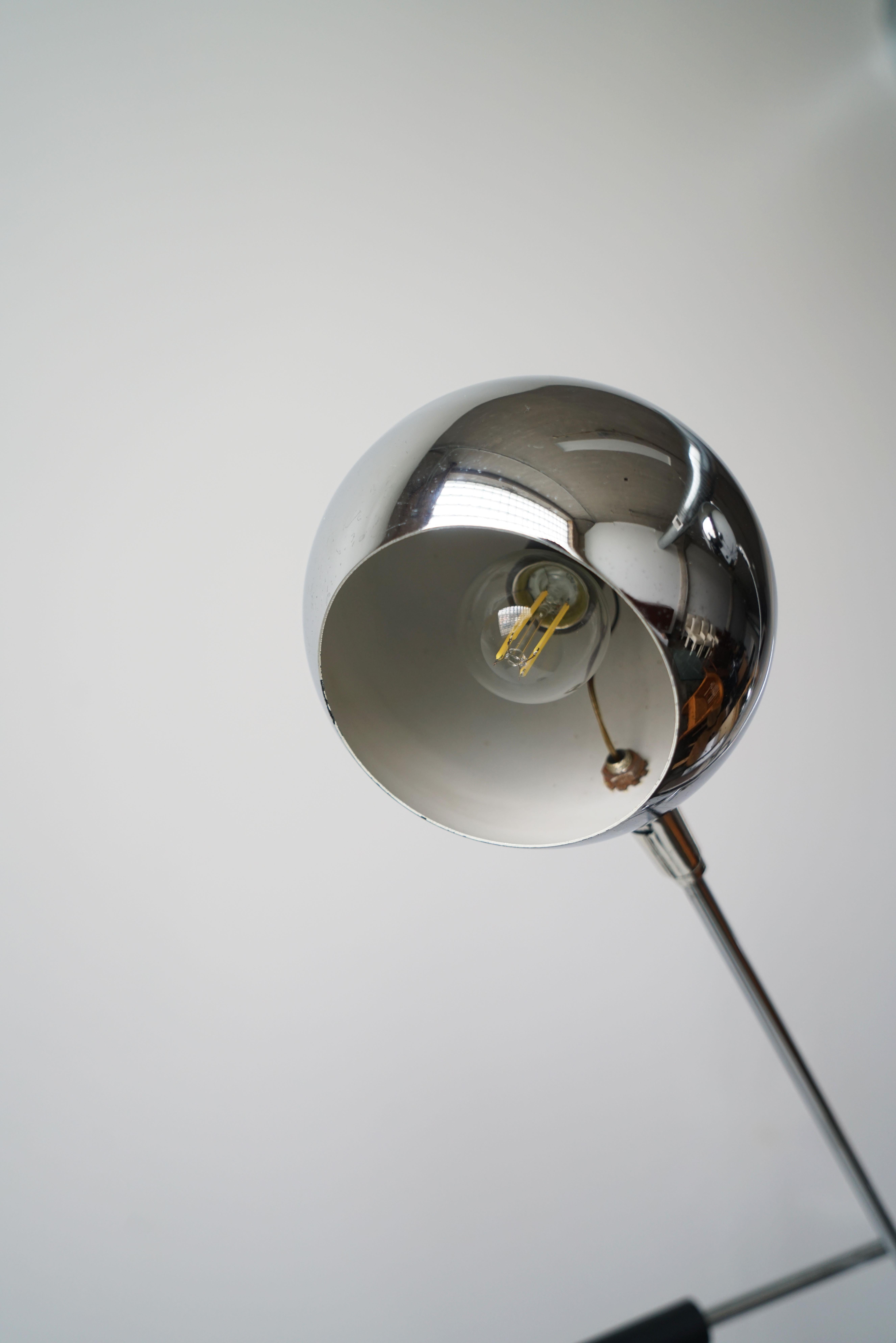 Chrome Vintage Robert Sonneman 3-Arm Triennale Orbiter Eyeball Adjustable Floor Lamp For Sale