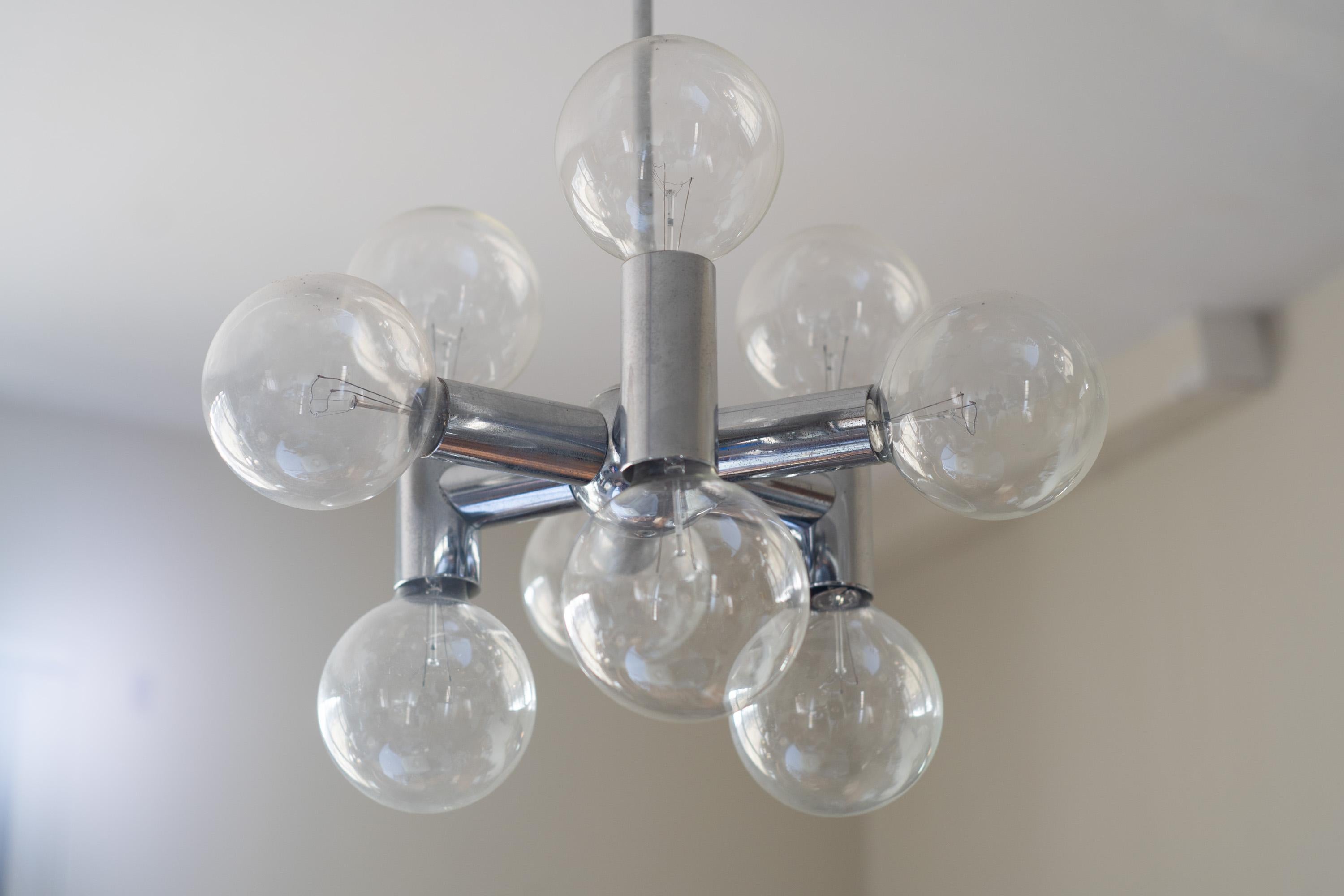 Vintage Robert Sonneman, Vintage-Kronleuchter im Sputnik-Stil, Chrom, 9 Glühbirnen (Moderne der Mitte des Jahrhunderts) im Angebot