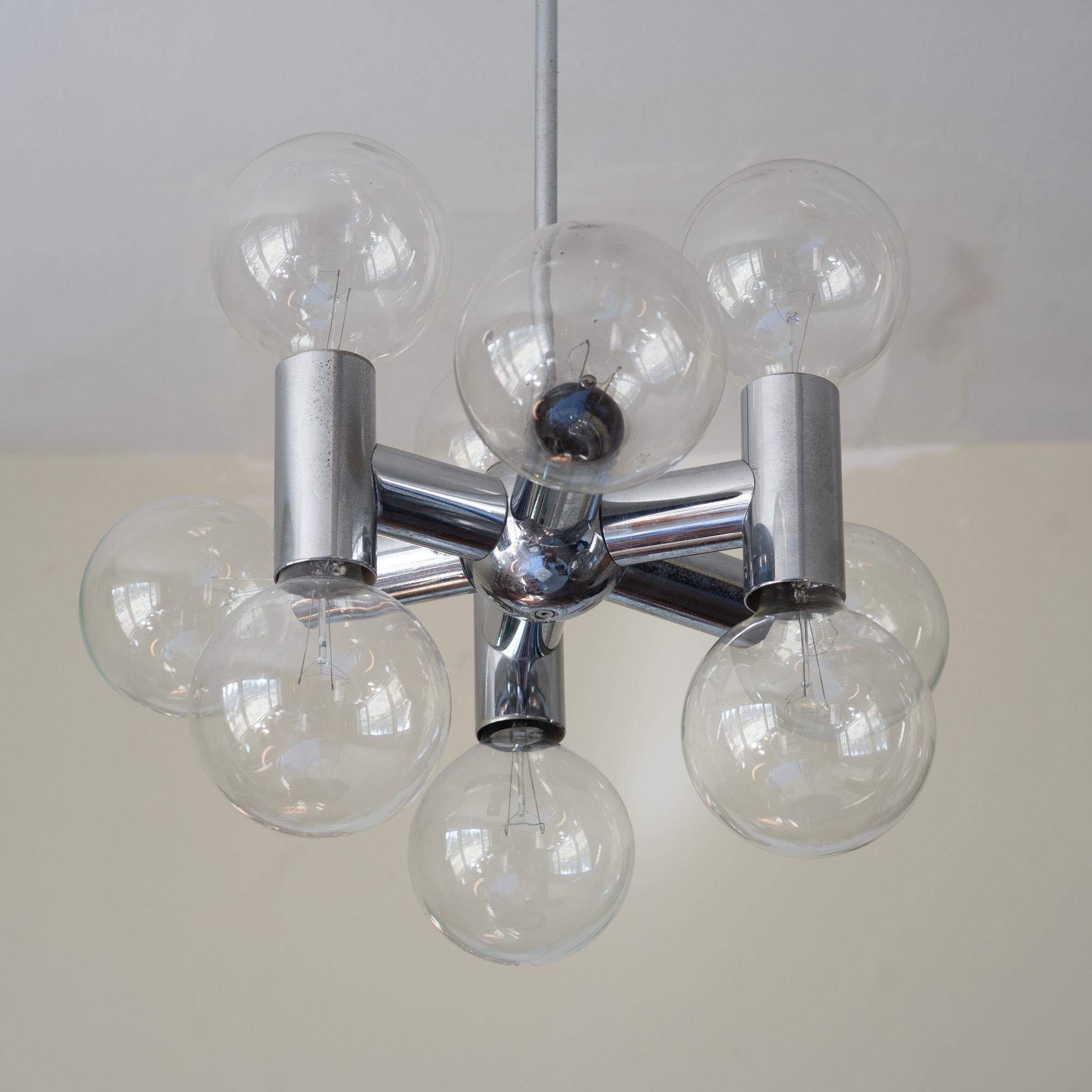 Vintage Robert Sonneman, Vintage-Kronleuchter im Sputnik-Stil, Chrom, 9 Glühbirnen (amerikanisch) im Angebot