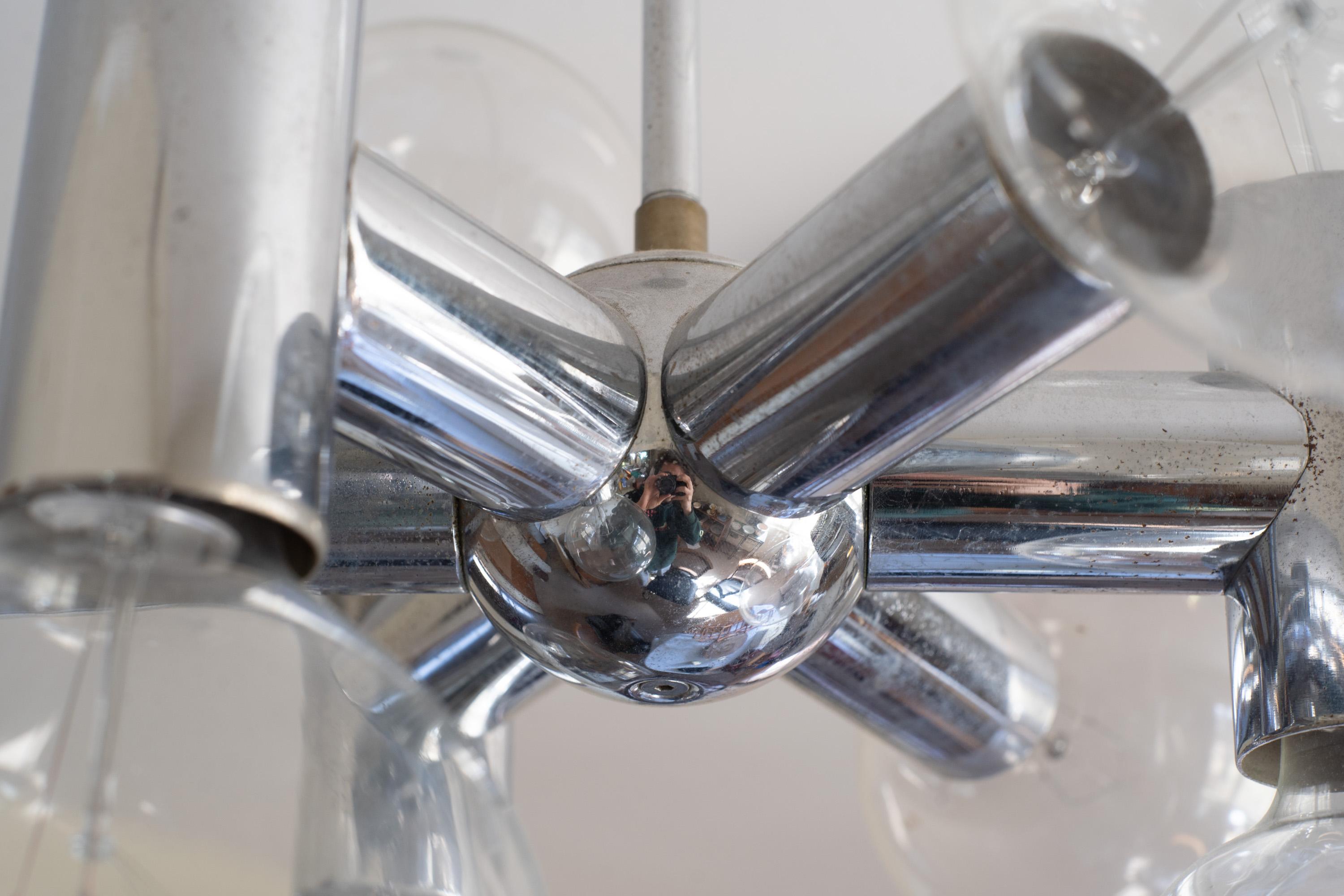 Vintage Robert Sonneman, Vintage-Kronleuchter im Sputnik-Stil, Chrom, 9 Glühbirnen (Metall) im Angebot