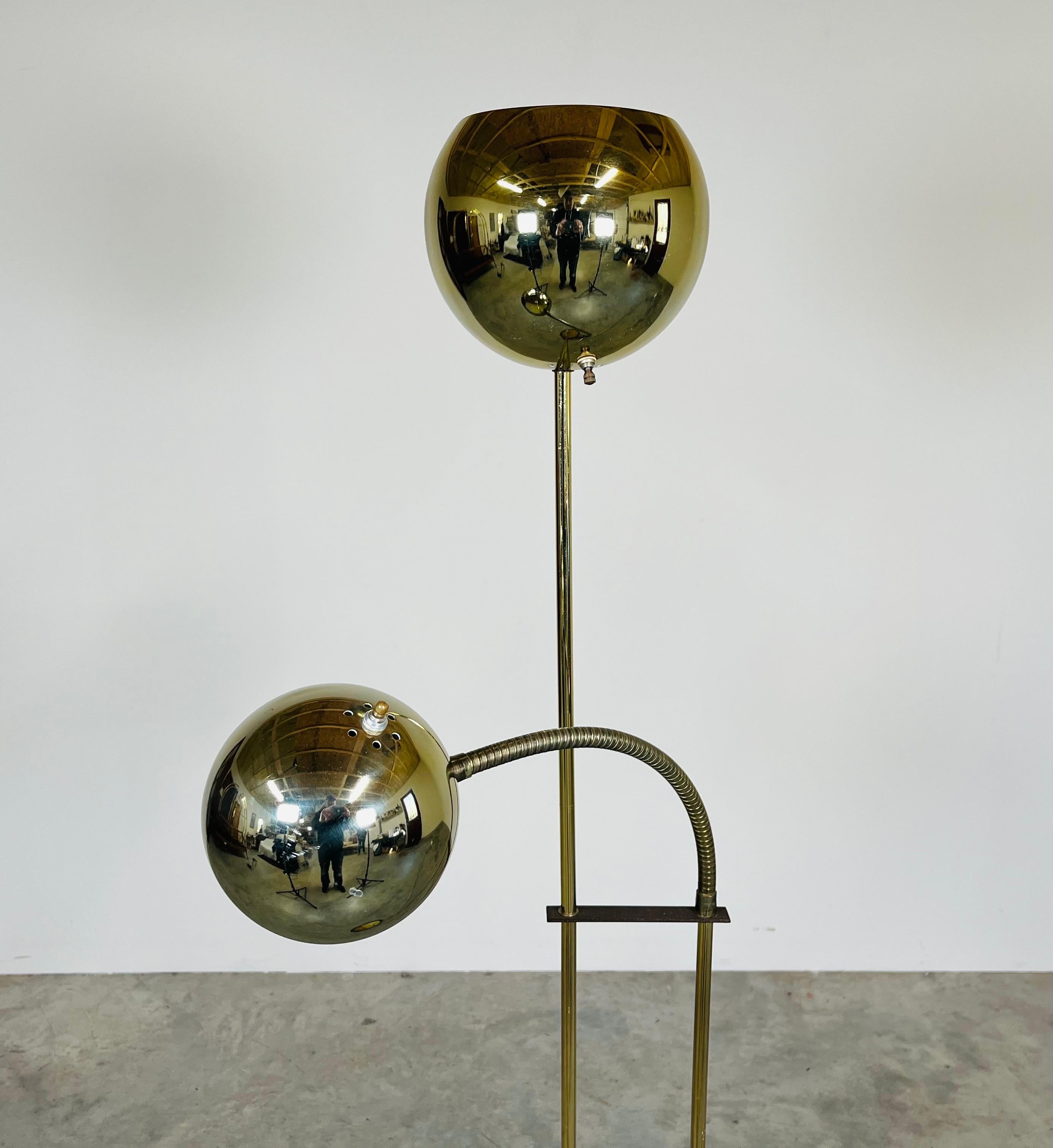 Mid-Century Modern Vintage Robert Sonneman Style Brass Orb Adjustable Floor & Reading Lamp