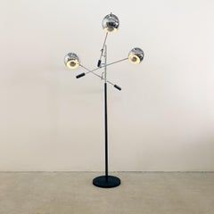 Vintage 1970s Robert Sonneman Triennale Chrome Floor Lamp with Adjustable Orb Li