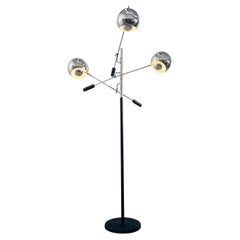 Vintage 1970s Robert Sonneman Triennale Chrome Floor Lamp with Adjustable Orb Li
