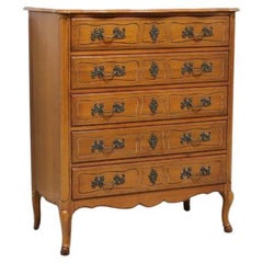 Antique ROBERT W IRVIN CO French Provincial Walnut Chest of Five Drawers