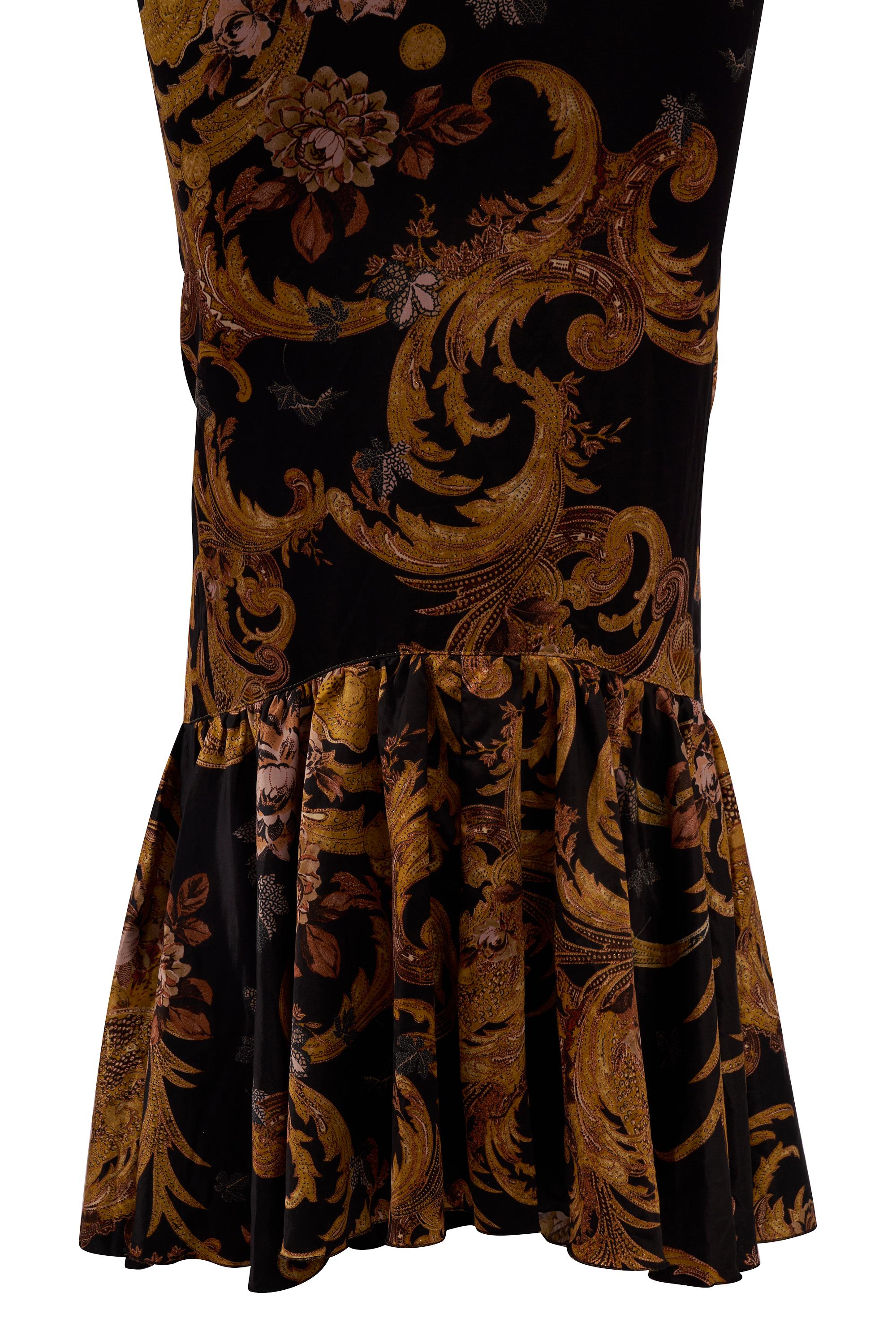 Vintage Roberto Cavalli 1990's Barock Druck Kleid (Schwarz) im Angebot