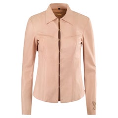 Vintage Roberto Cavalli 2000's Nude Pink Leather Shirt