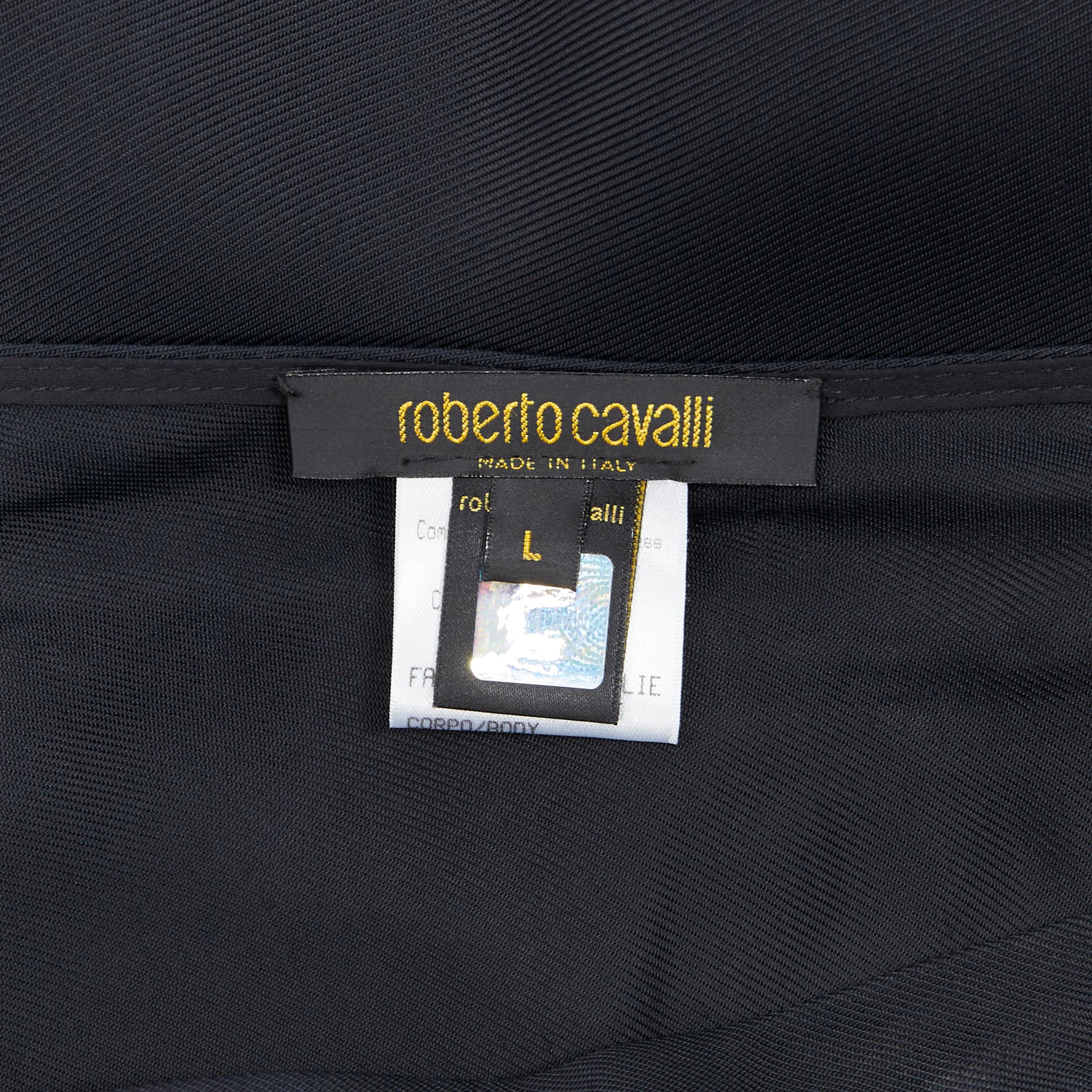 vintage ROBERTO CAVALLI 2003 black ladder seam self tie wrap asymmetric skirt L 3