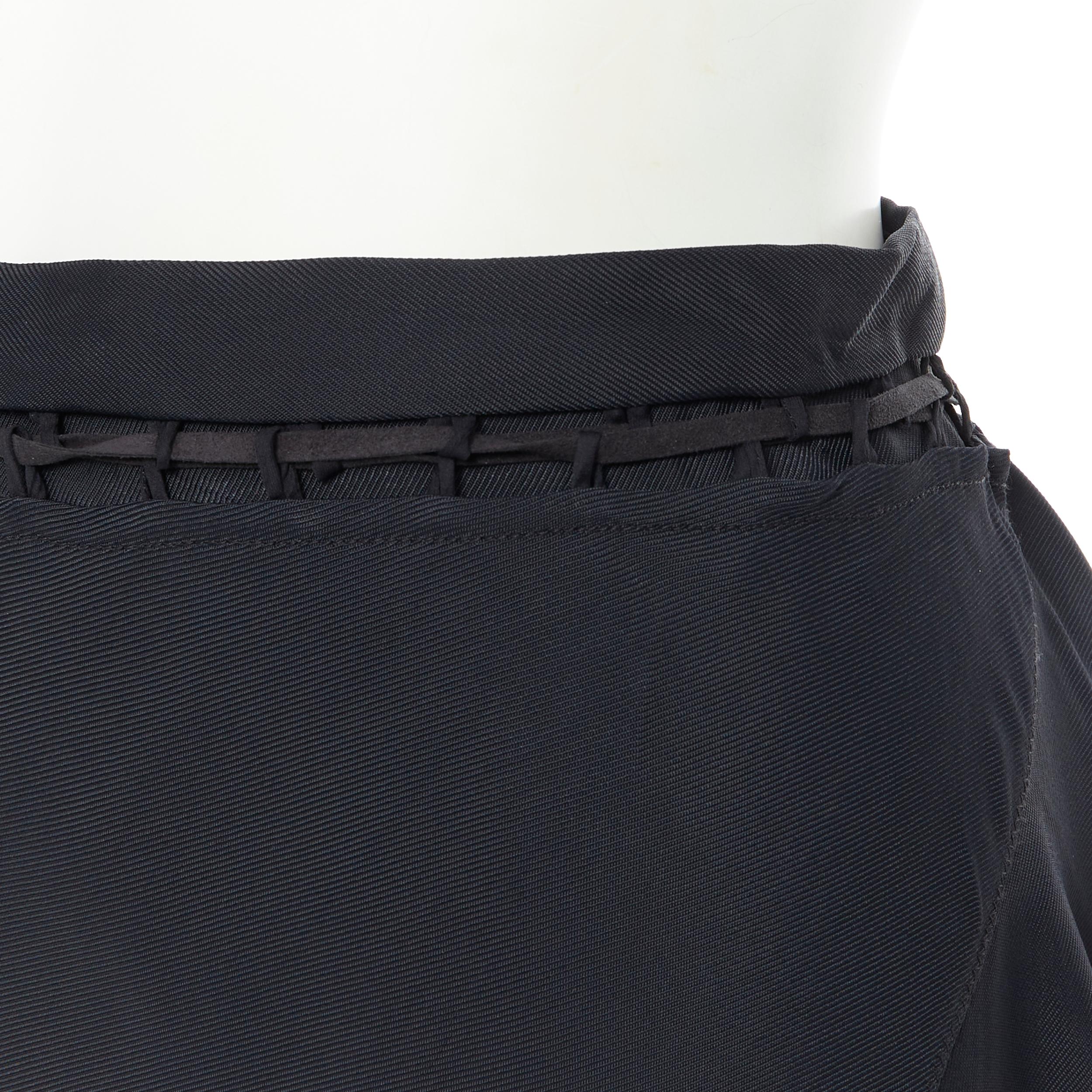 vintage ROBERTO CAVALLI 2003 black ladder seam self tie wrap asymmetric skirt L 2