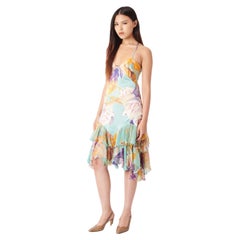Roberto Cavalli 2004 Vintage Racerback-Kleid mit Blumenmuster