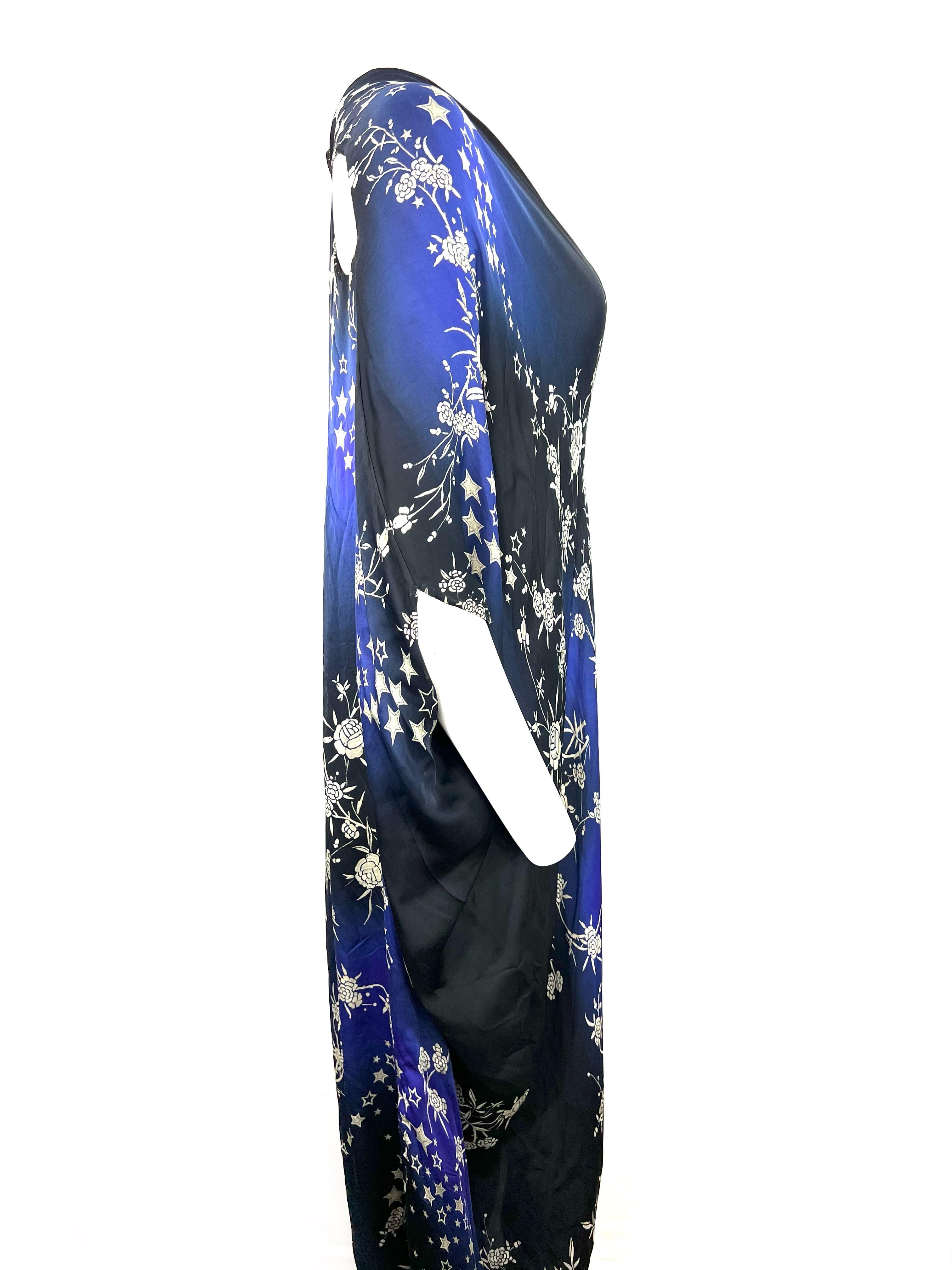 Women's Vintage Roberto Cavalli Black and Navy Maxi Dress, Size 38 For Sale