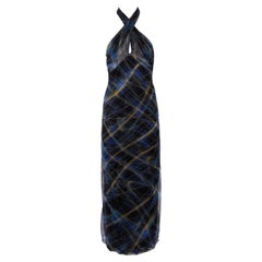 Vintage Roberto Cavalli Blue Geometrical Print Dress