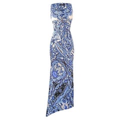 Vintage ROBERTO CAVALLI DRESS BLUE SNAKE PRINT Size S