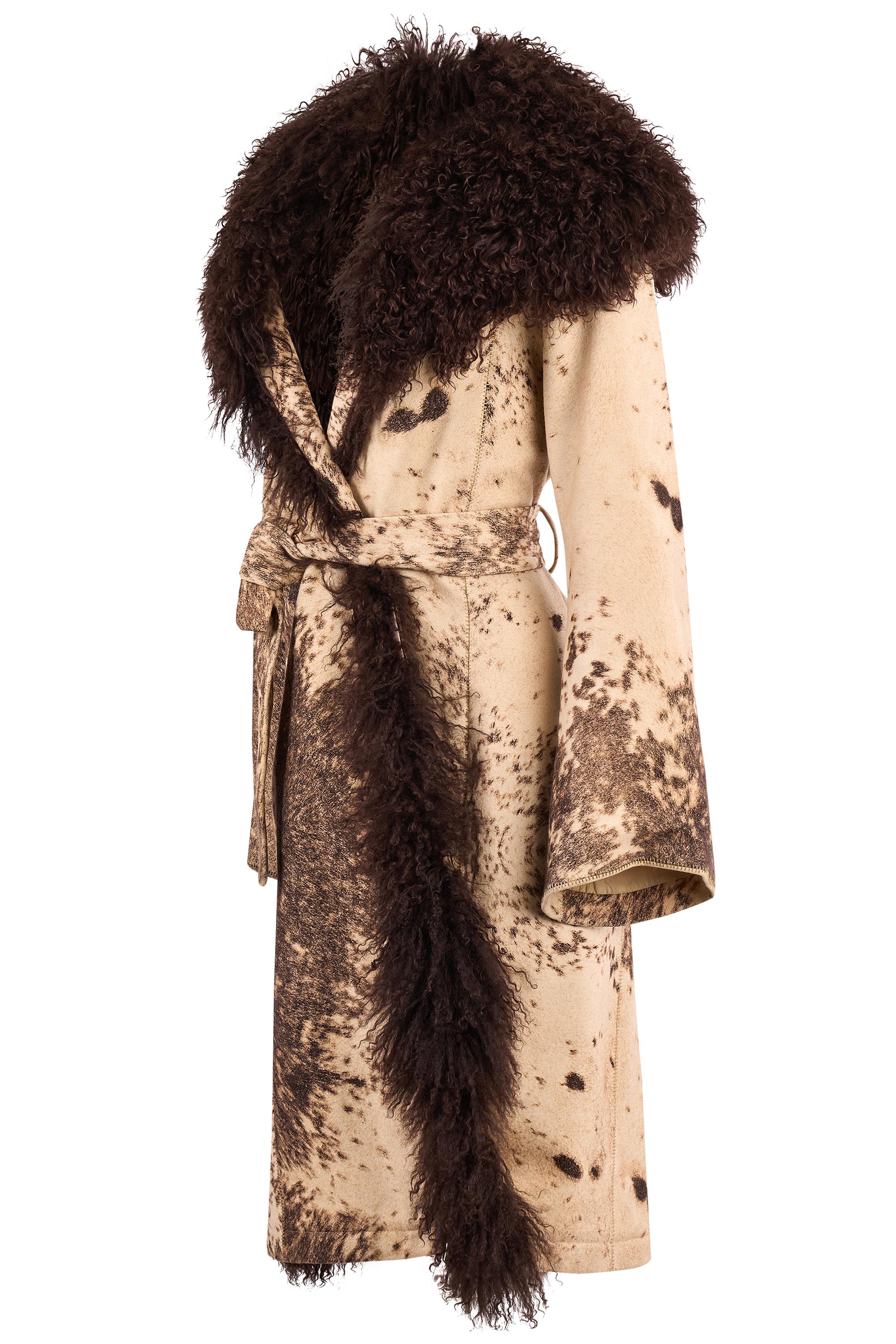 Vintage Roberto Cavalli F/W 1999 Wollmantel mit Shearlingbesatz im Angebot 1