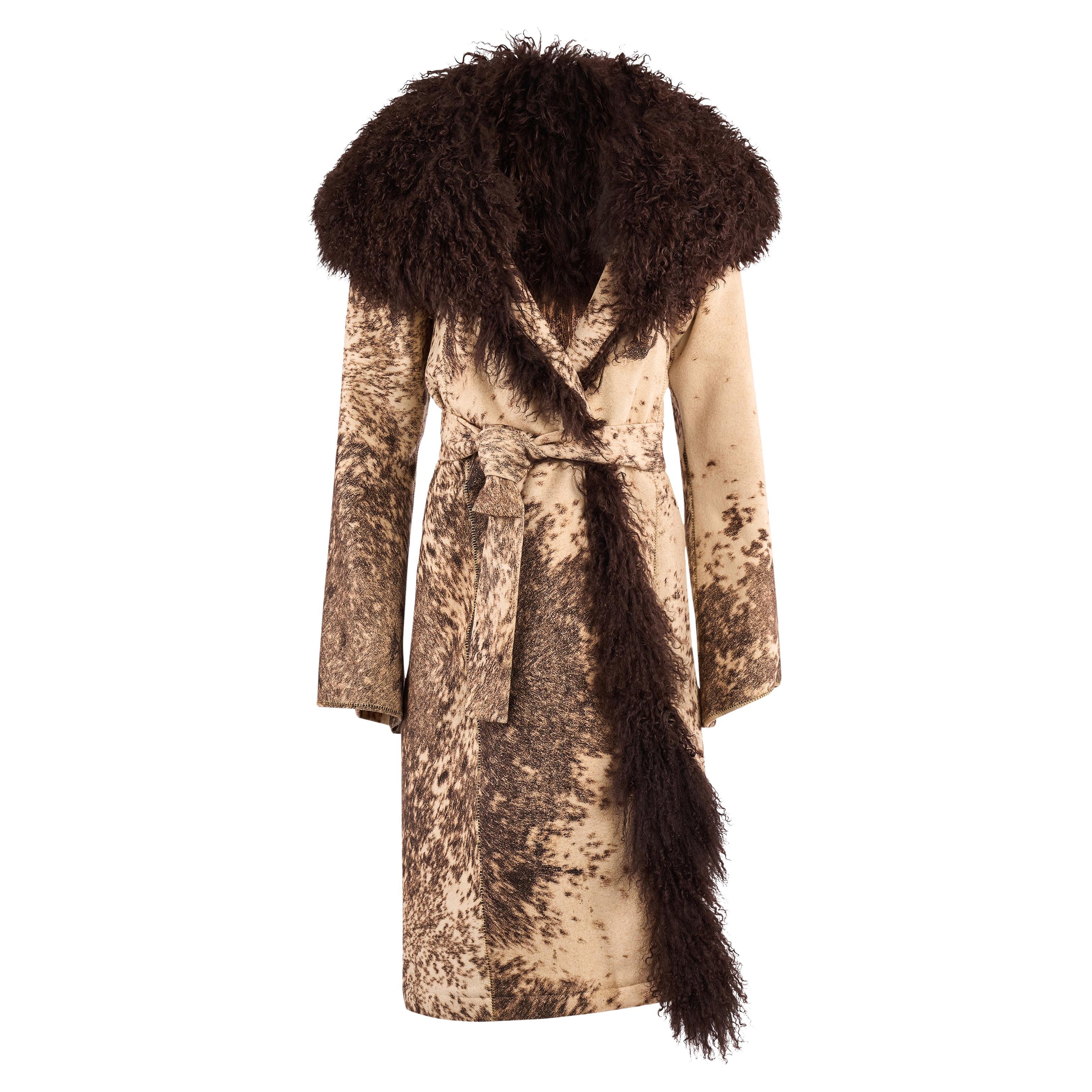 Vintage Roberto Cavalli F/W 1999 Wollmantel mit Shearlingbesatz