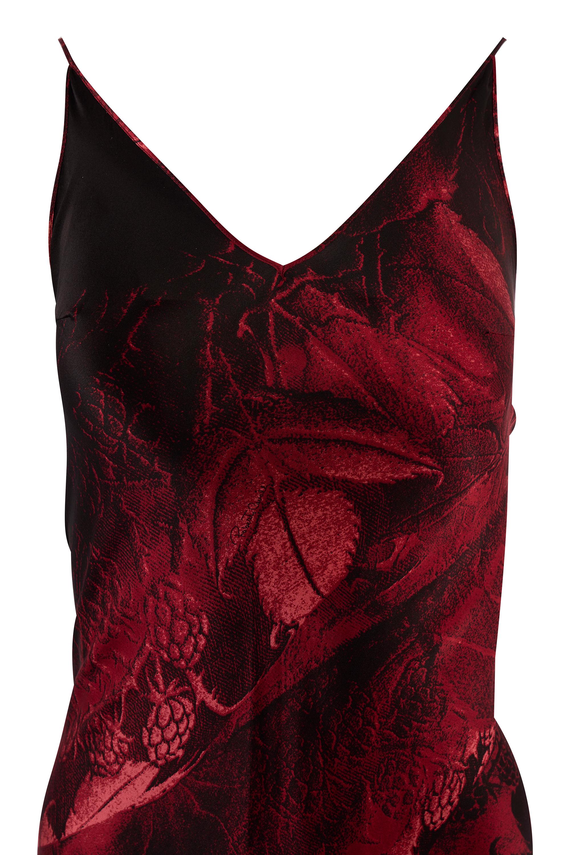 Nero Abito vintage in seta tagliato di sbieco Roberto Cavalli A/I 2000 in vendita