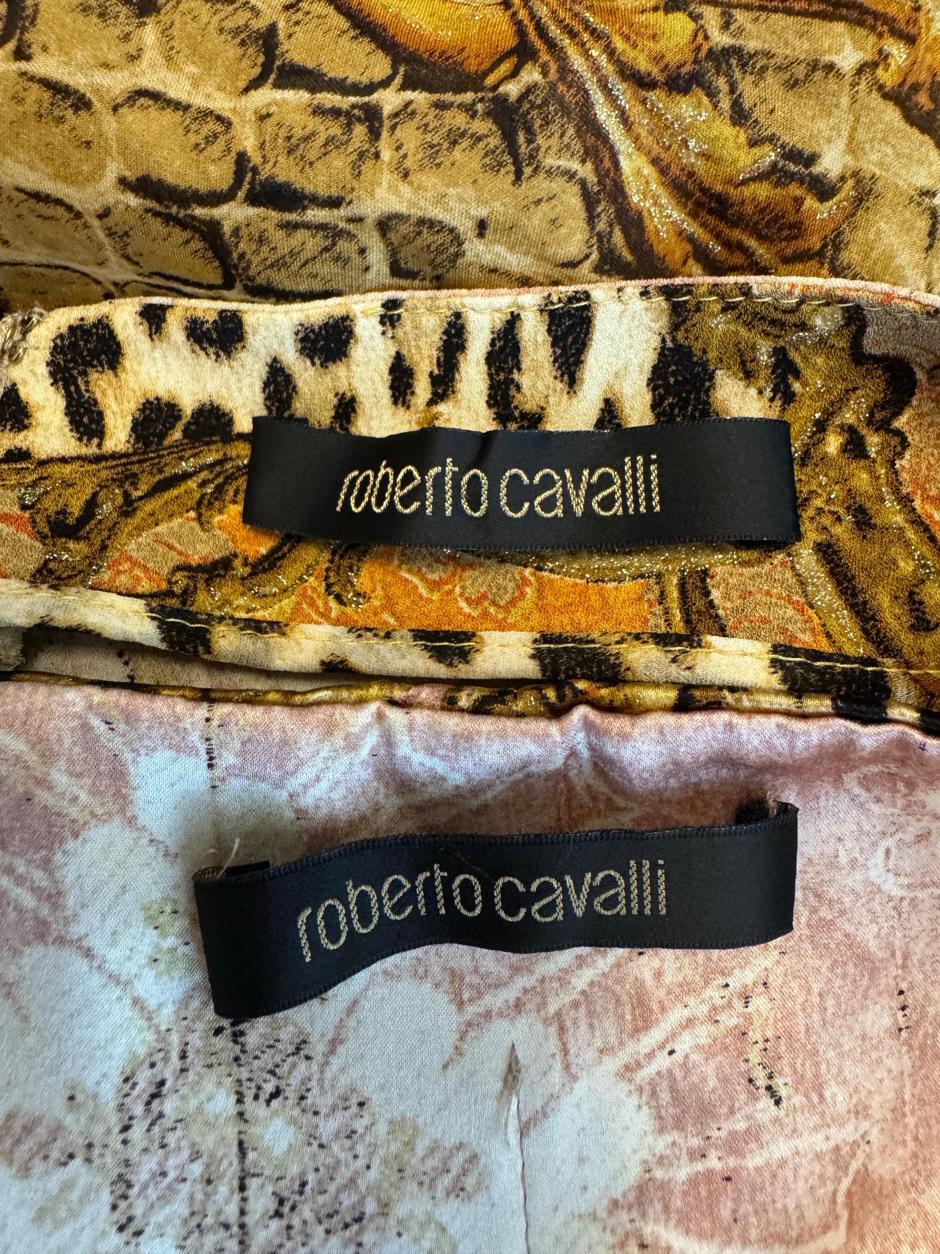 Vintage Roberto Cavalli A/I 2004 Set Top + Gonna in Seta XL in vendita 6