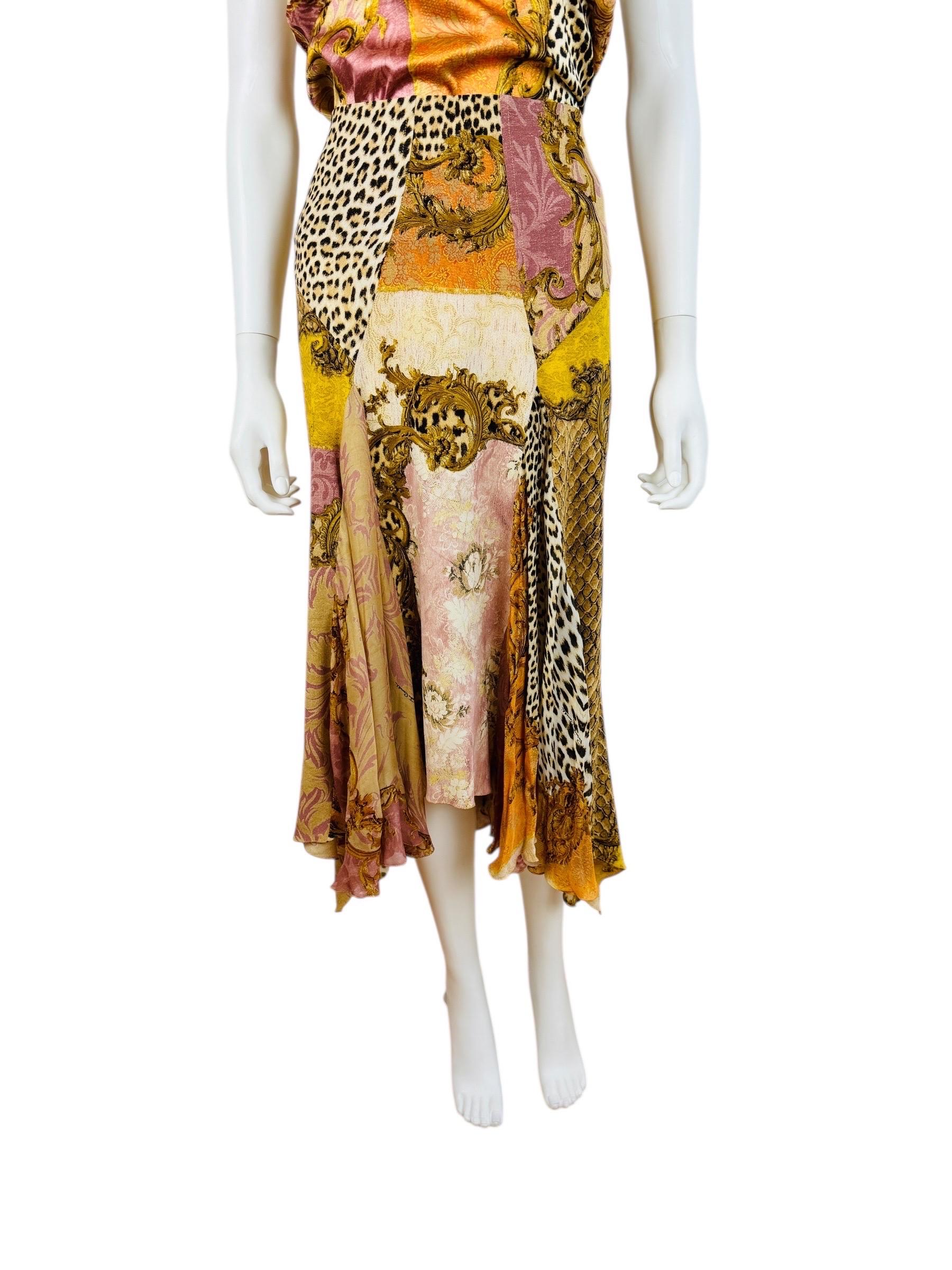 da uomo o donna Vintage Roberto Cavalli A/I 2004 Set Top + Gonna in Seta XL in vendita