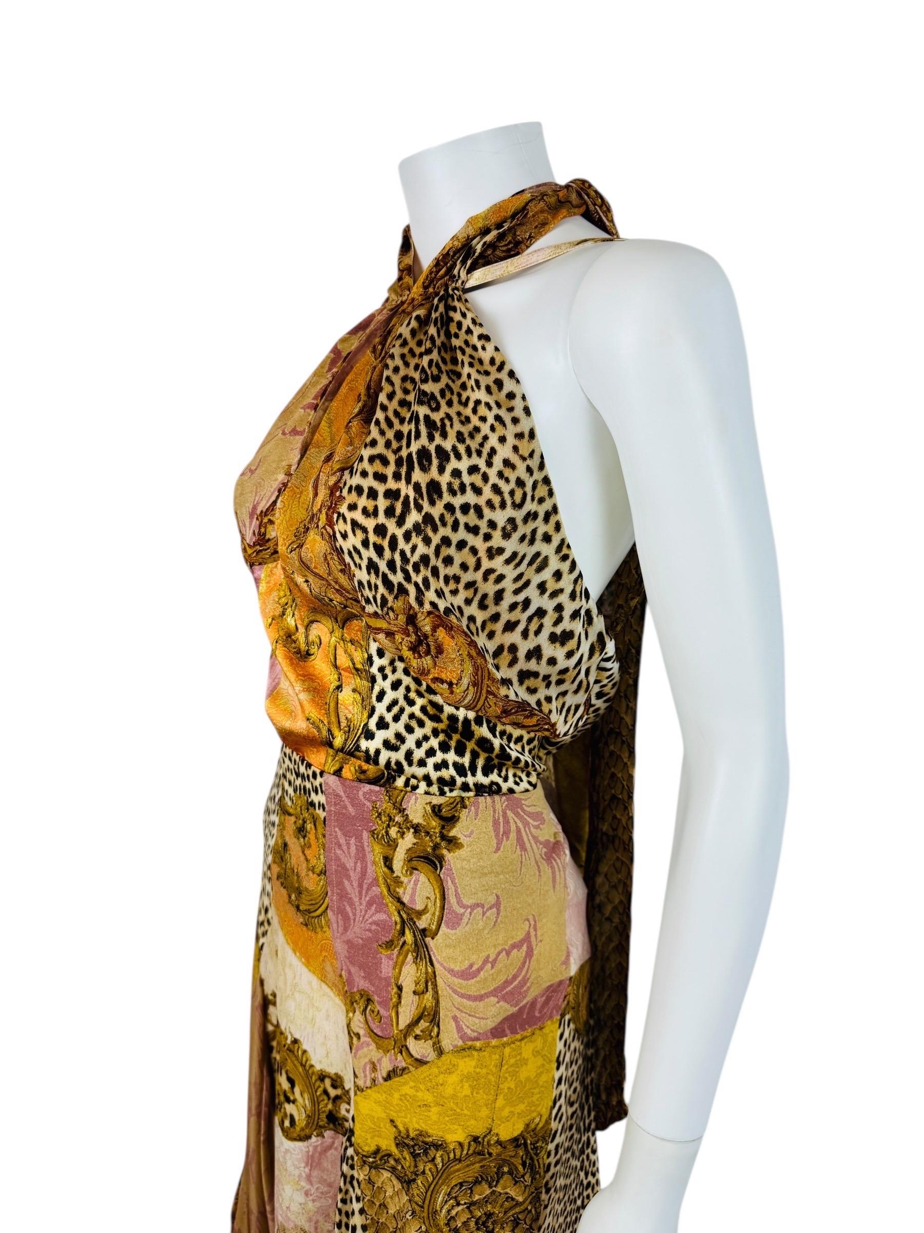 Vintage Roberto Cavalli A/I 2004 Set Top + Gonna in Seta XL in vendita 1