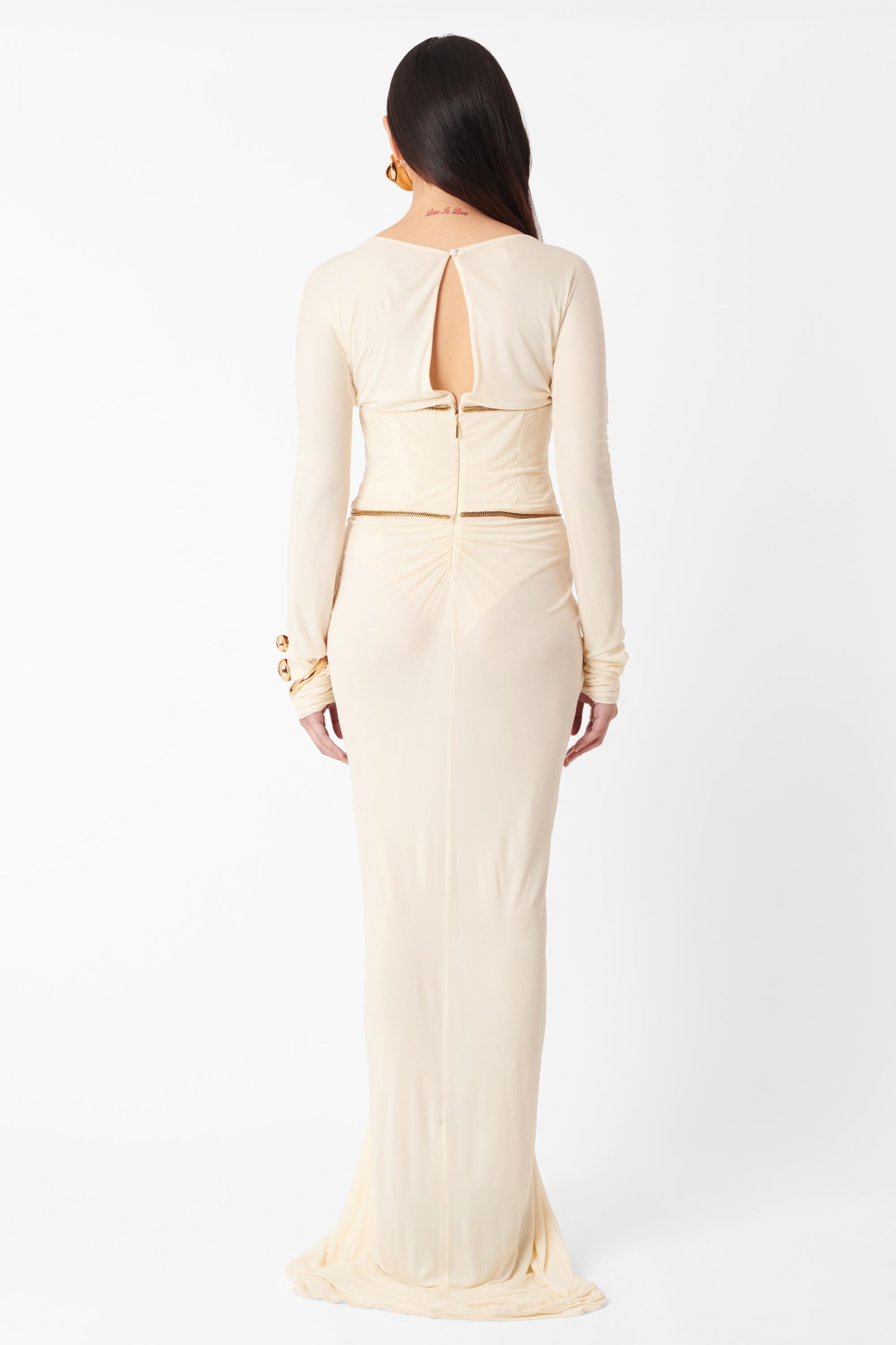 Vintage Roberto Cavalli F/W 2007 White Cream Snake Gown Ornament Gown For Sale 6
