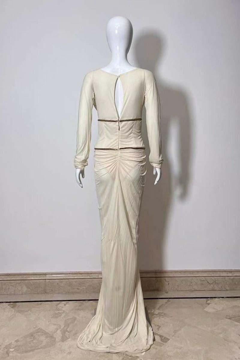 Women's Vintage Roberto Cavalli F/W 2007 White Cream Snake Gown Ornament Gown For Sale