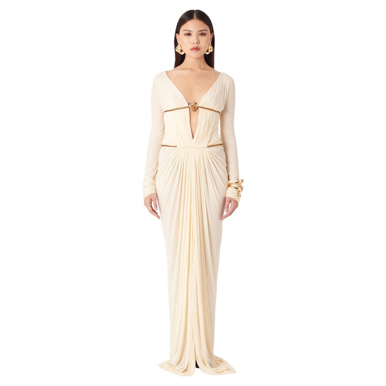 Vintage Roberto Cavalli F/W 2007 White Cream Snake Gown Ornament Gown Vintage Roberto Cavalli F/W 2007 White Cream Snake Gown Ornament Gown